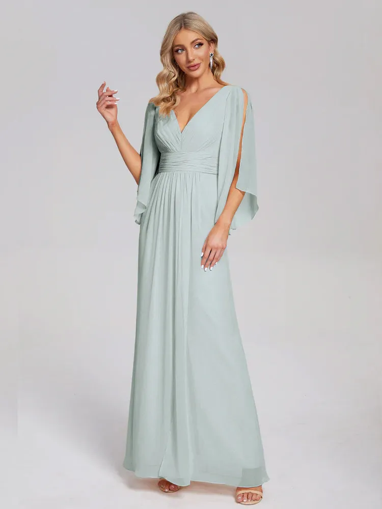 Fatima Elegant Half Sleeves Chiffon Bridesmaid Dresses