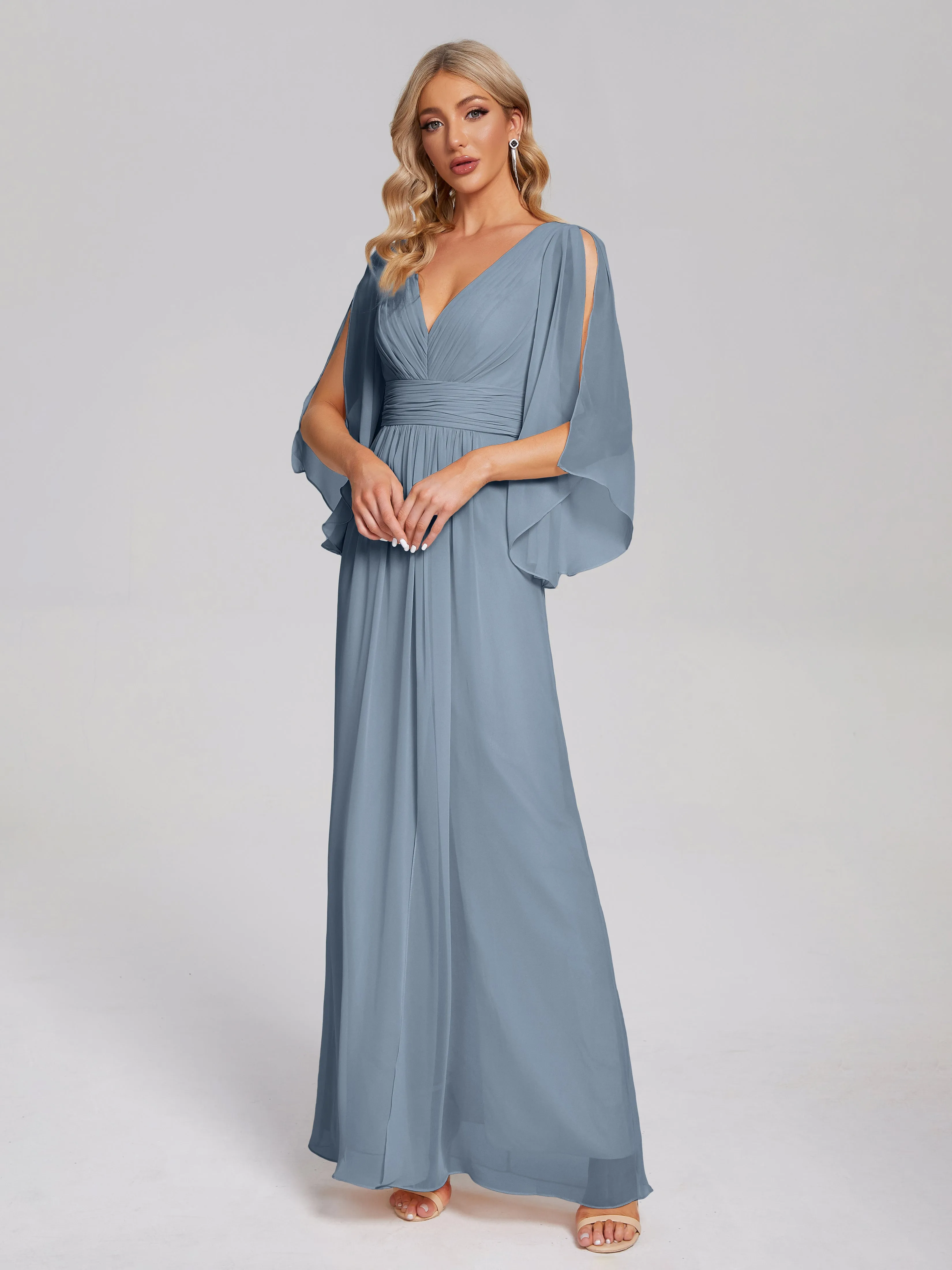 Fatima Elegant Half Sleeves Chiffon Bridesmaid Dresses