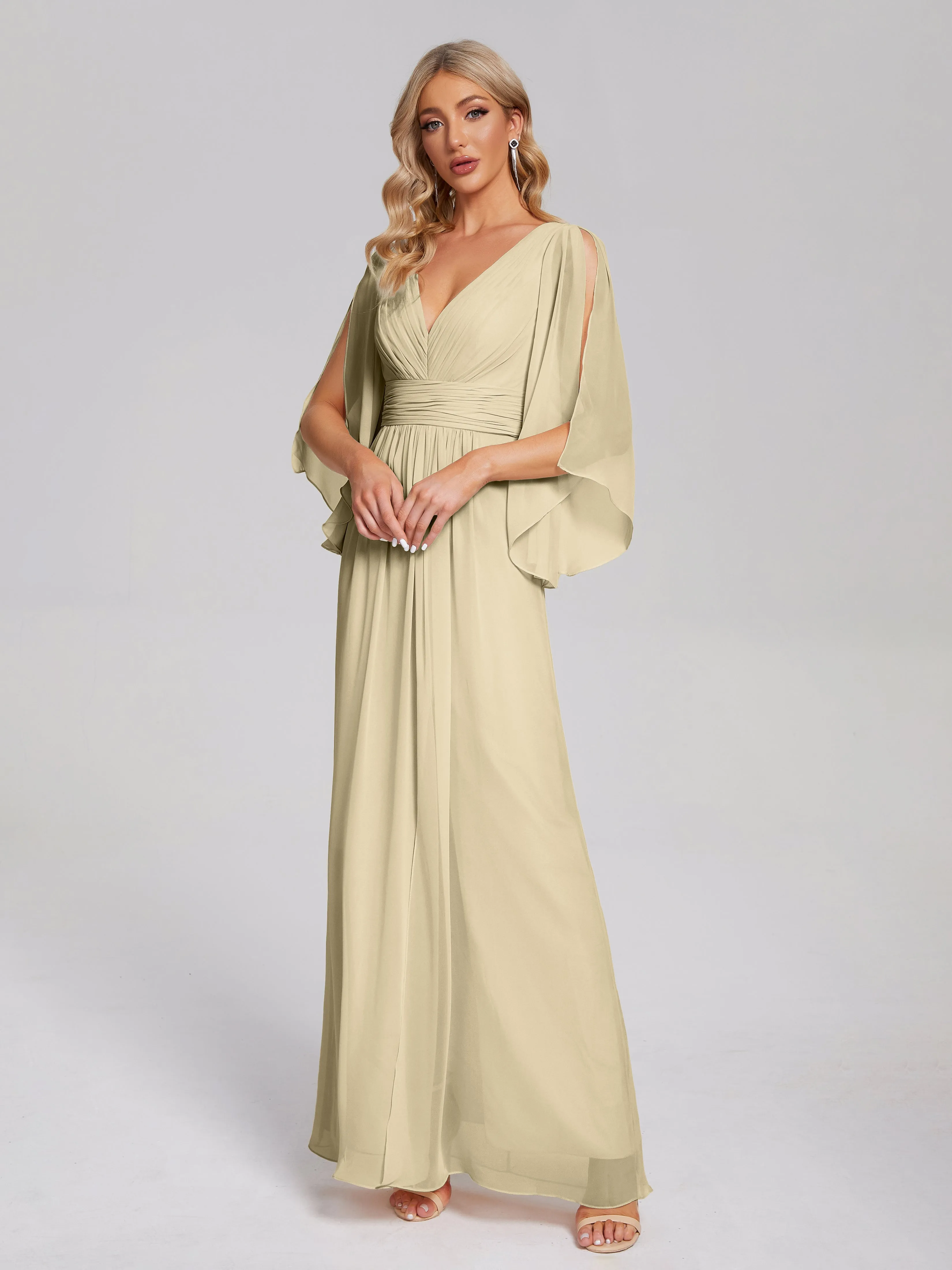 Fatima Elegant Half Sleeves Chiffon Bridesmaid Dresses