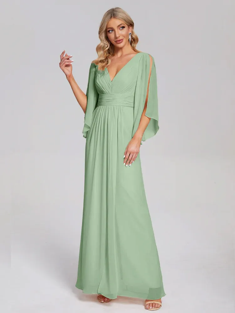 Fatima Elegant Half Sleeves Chiffon Bridesmaid Dresses