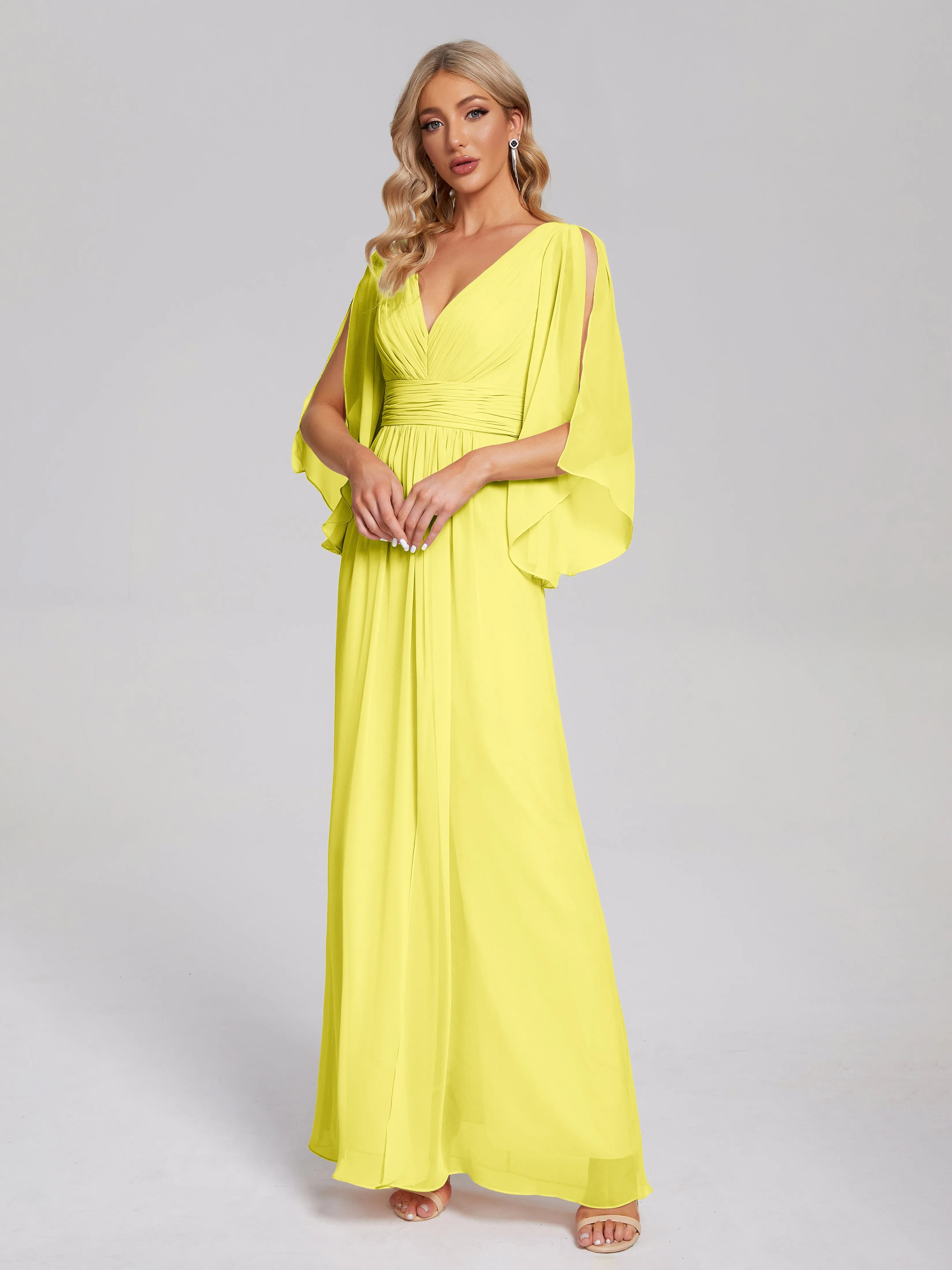 Fatima Elegant Half Sleeves Chiffon Bridesmaid Dresses