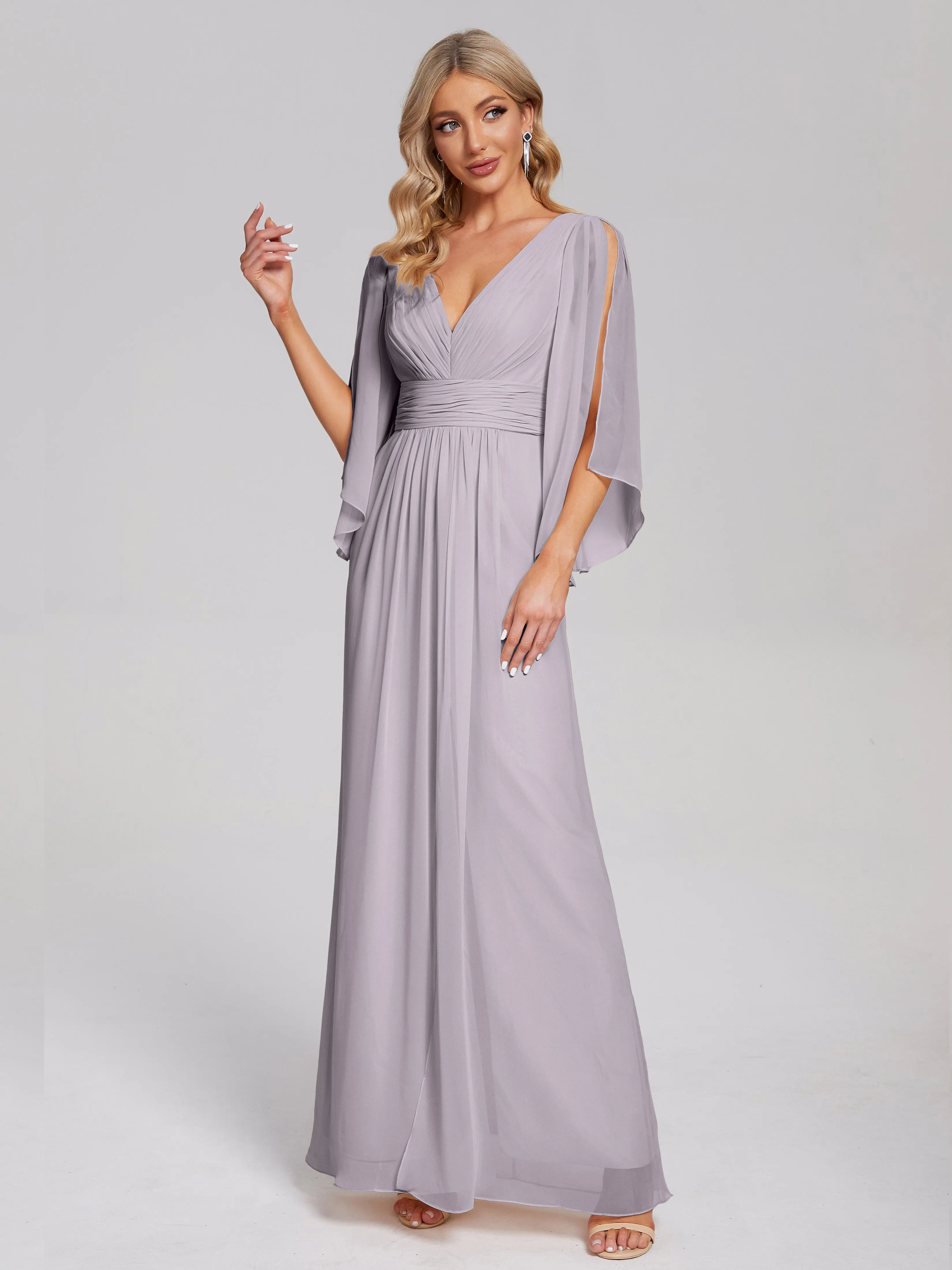 Fatima Elegant Half Sleeves Chiffon Bridesmaid Dresses