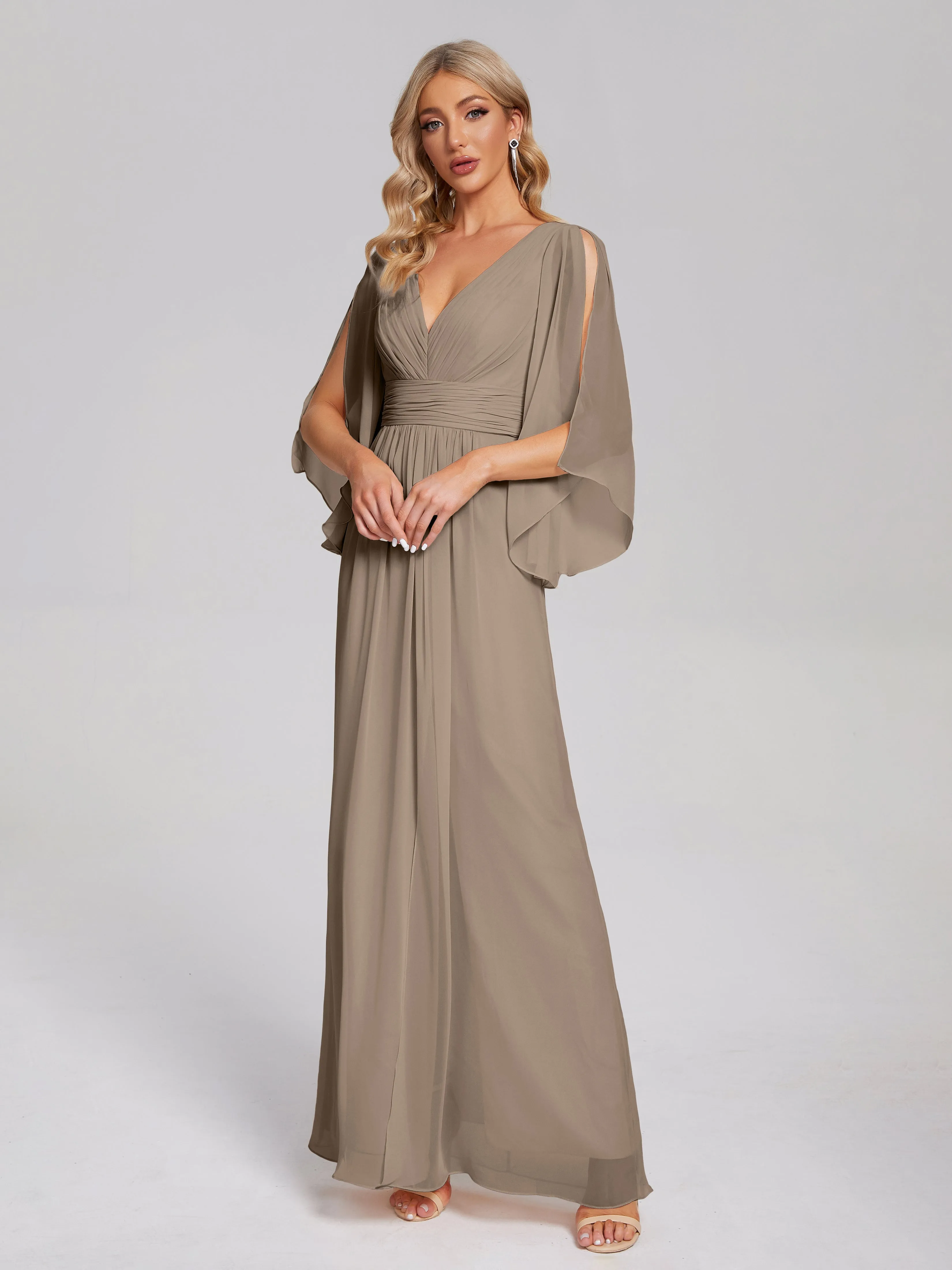 Fatima Elegant Half Sleeves Chiffon Bridesmaid Dresses