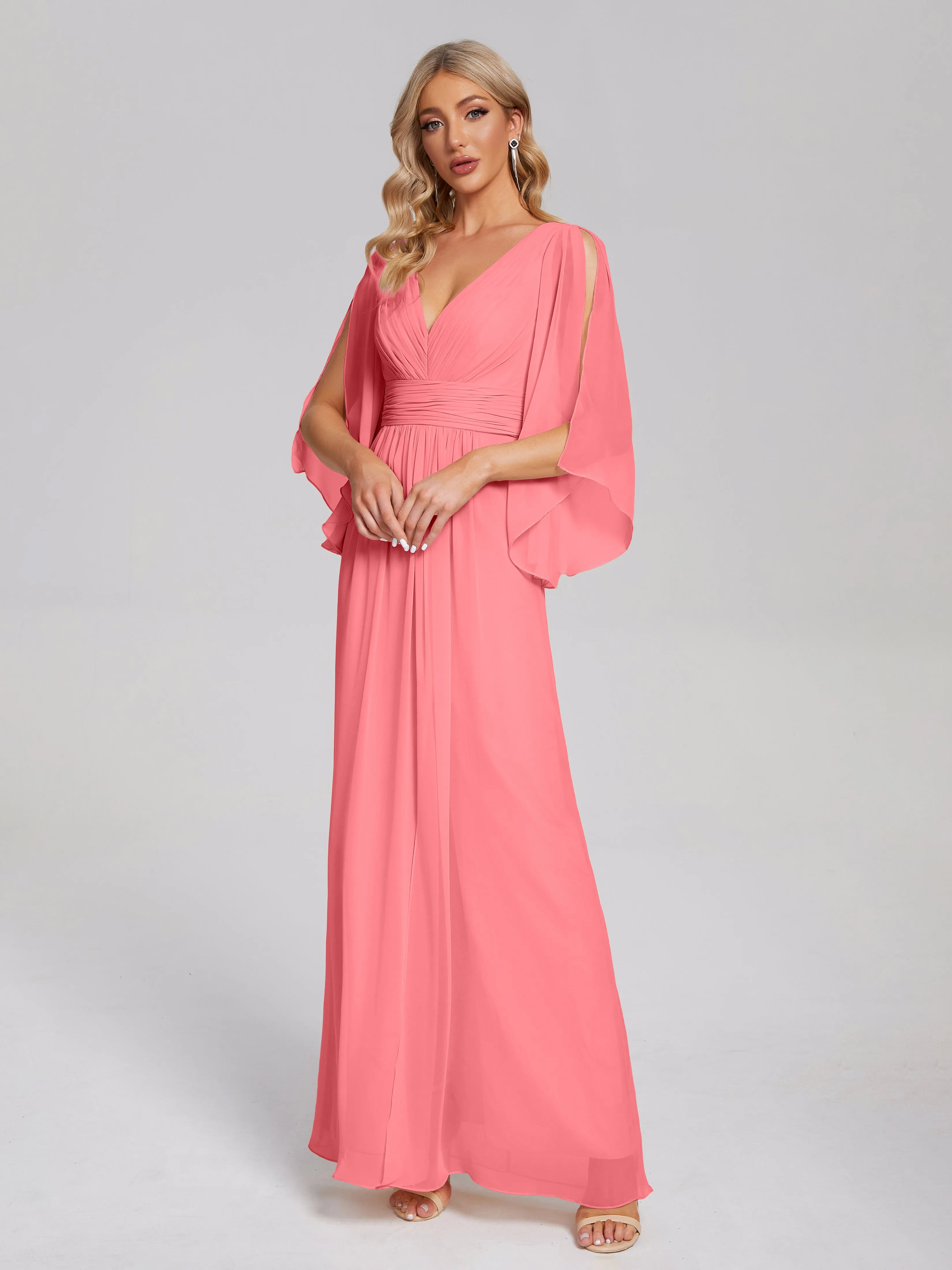 Fatima Elegant Half Sleeves Chiffon Bridesmaid Dresses