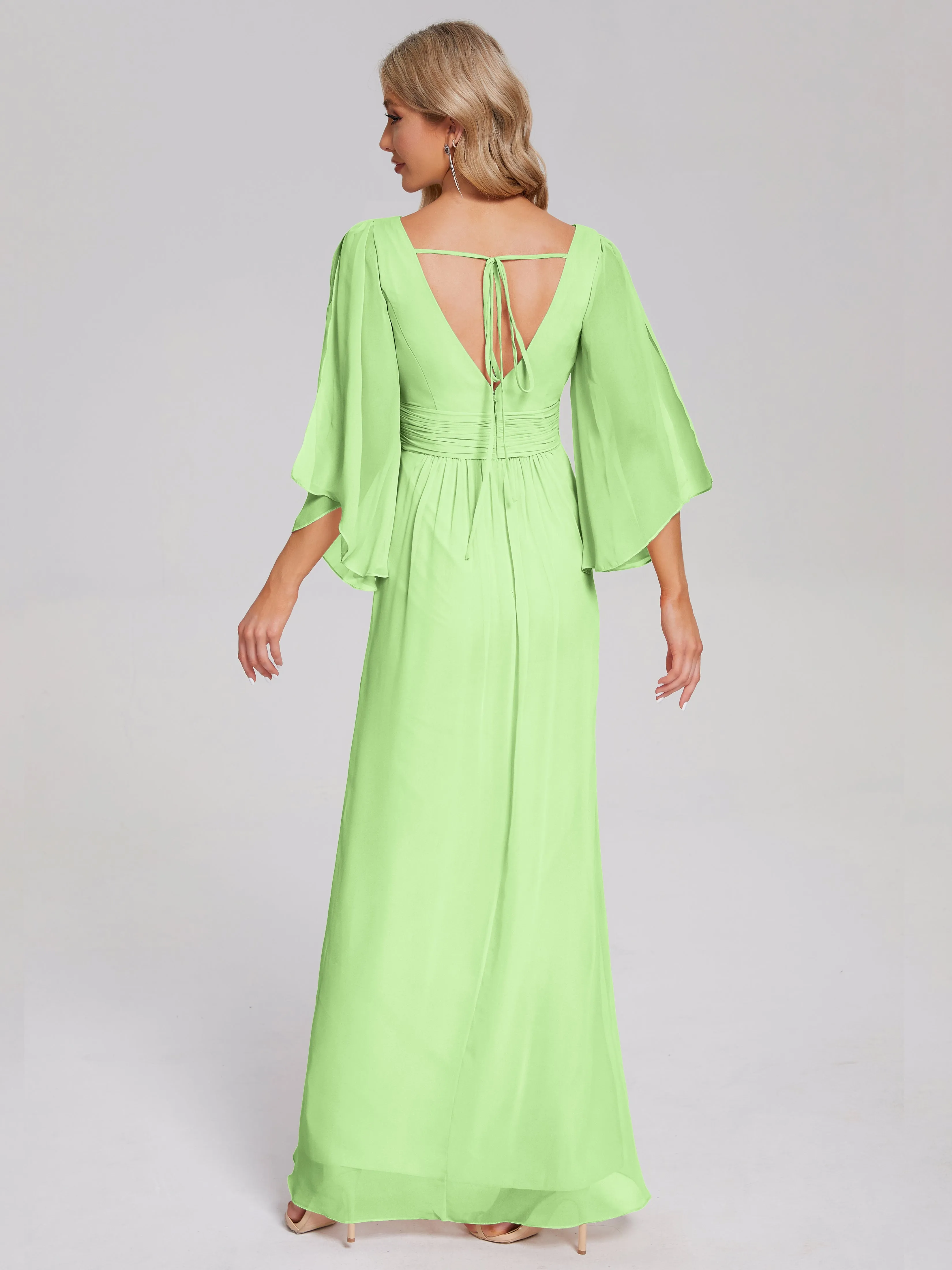 Fatima Elegant Half Sleeves Chiffon Bridesmaid Dresses