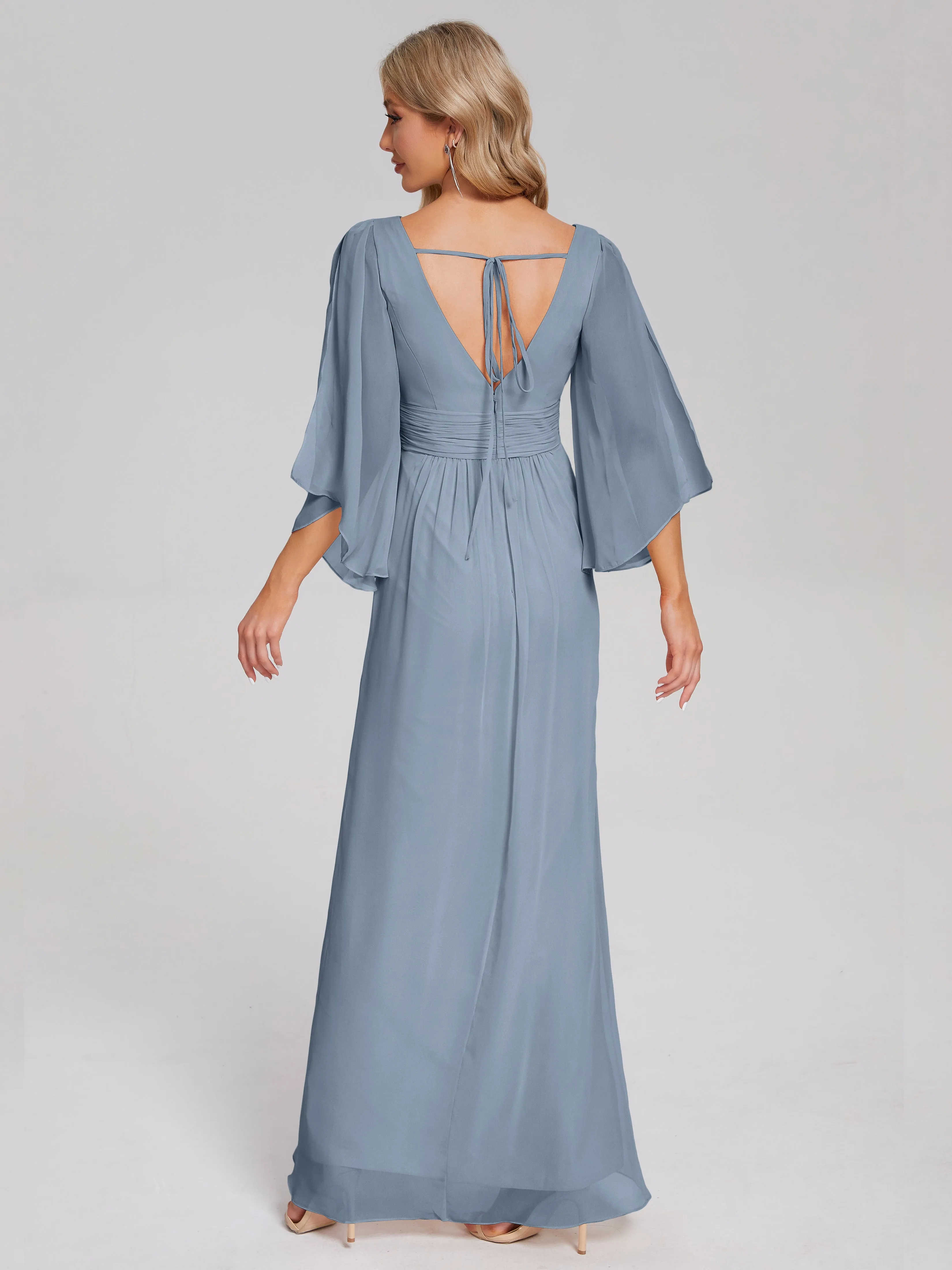 Fatima Elegant Half Sleeves Chiffon Bridesmaid Dresses