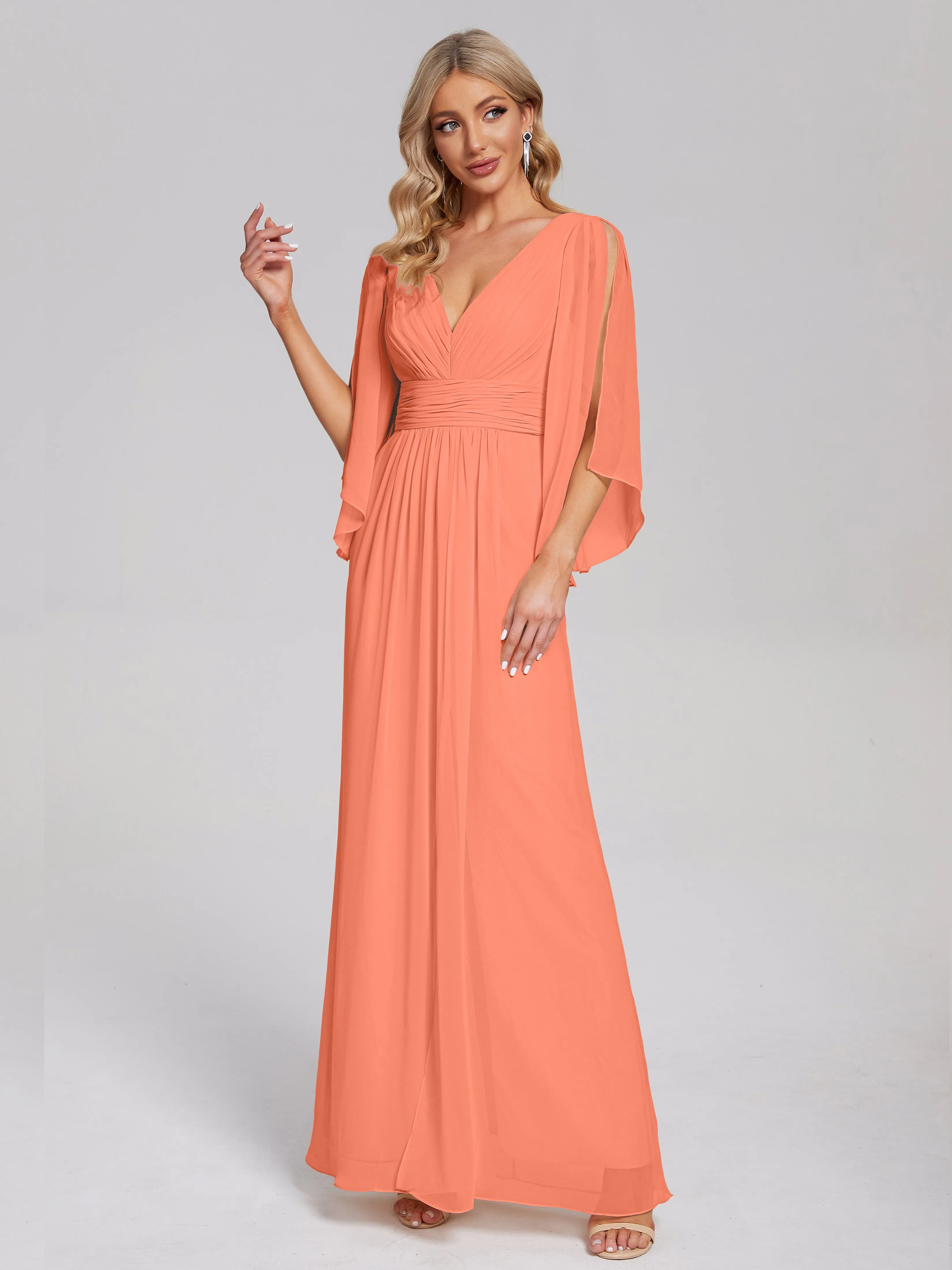 Fatima Elegant Half Sleeves Chiffon Bridesmaid Dresses