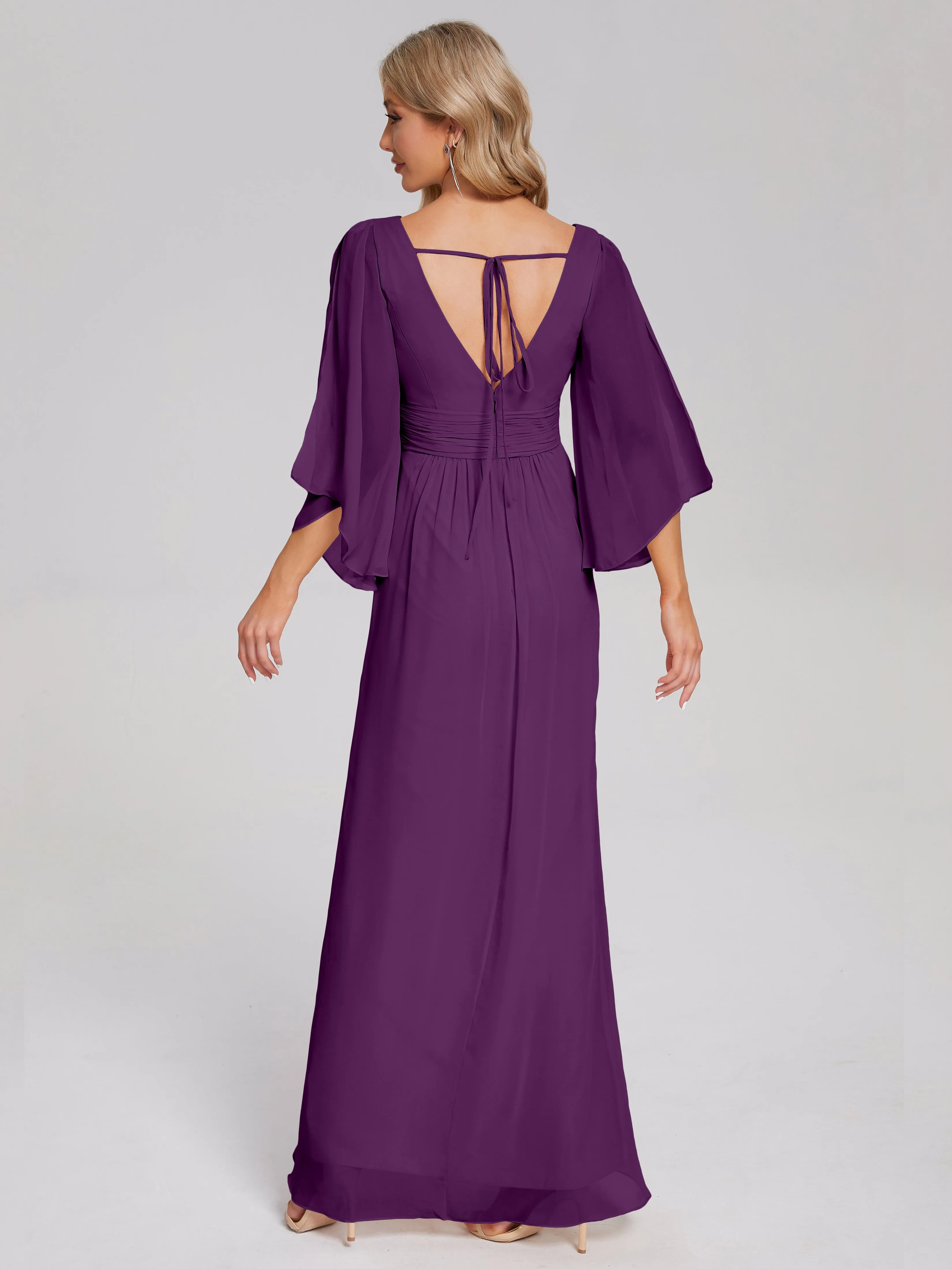 Fatima Elegant Half Sleeves Chiffon Bridesmaid Dresses