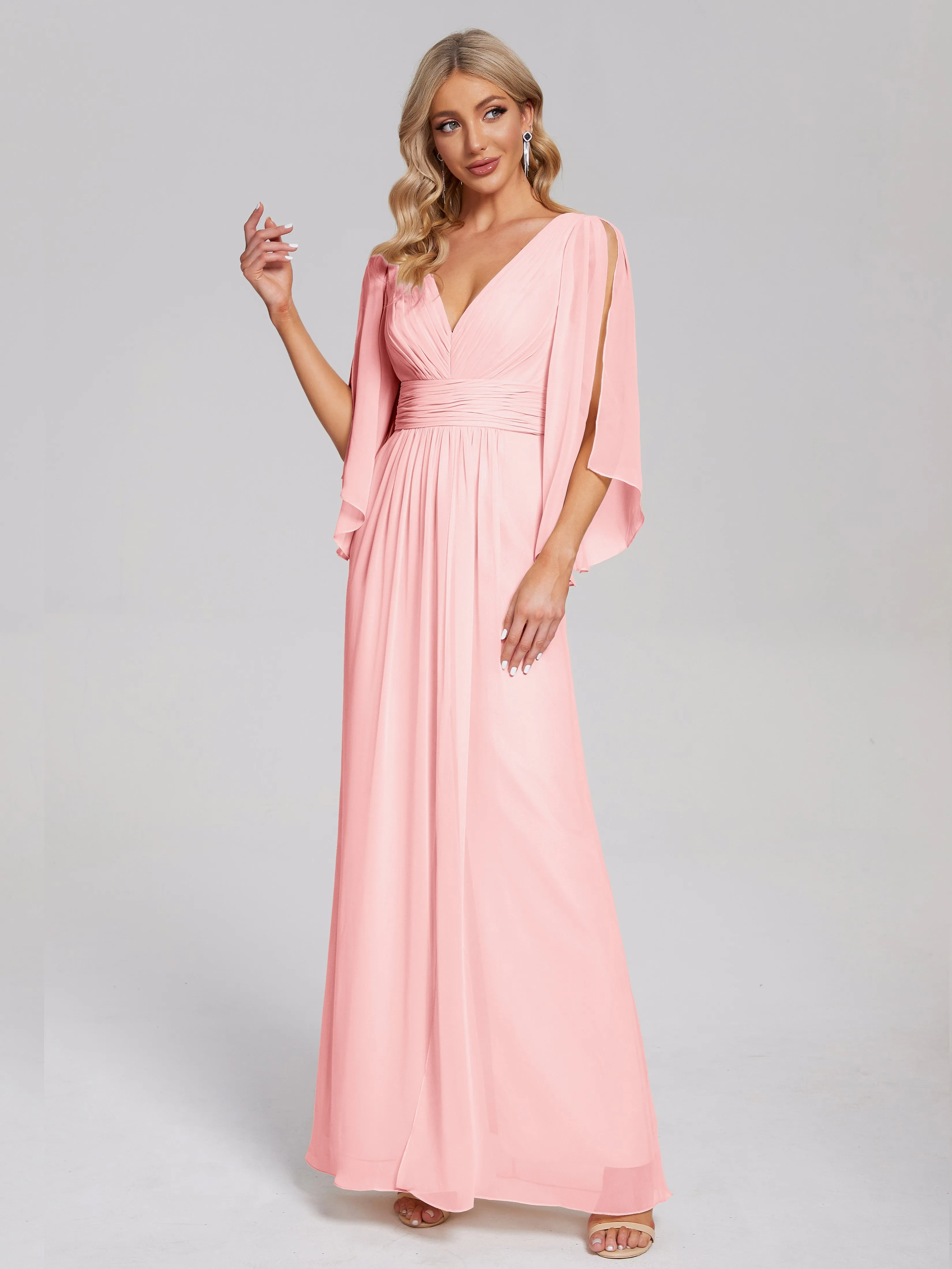 Fatima Elegant Half Sleeves Chiffon Bridesmaid Dresses