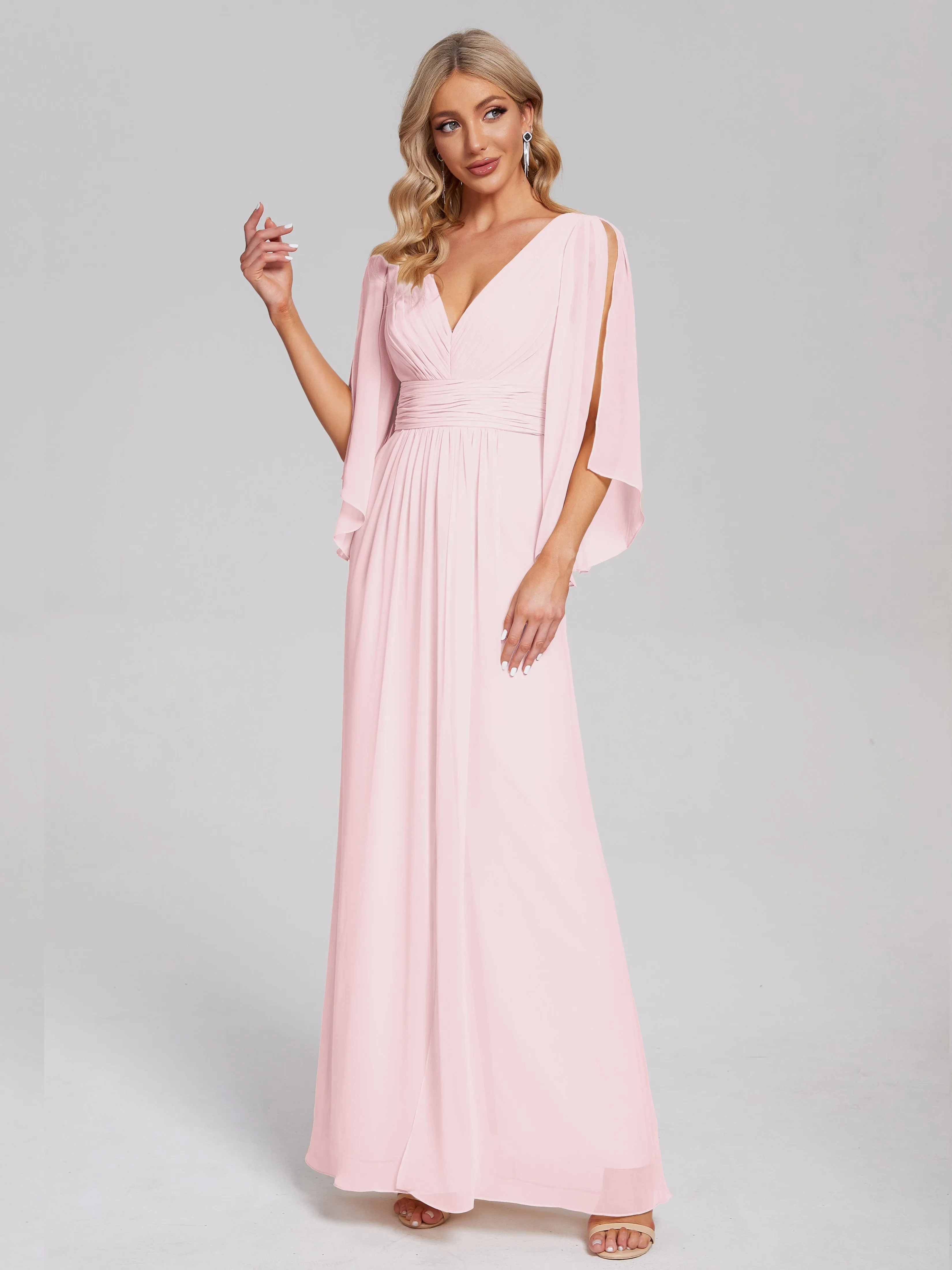 Fatima Elegant Half Sleeves Chiffon Bridesmaid Dresses