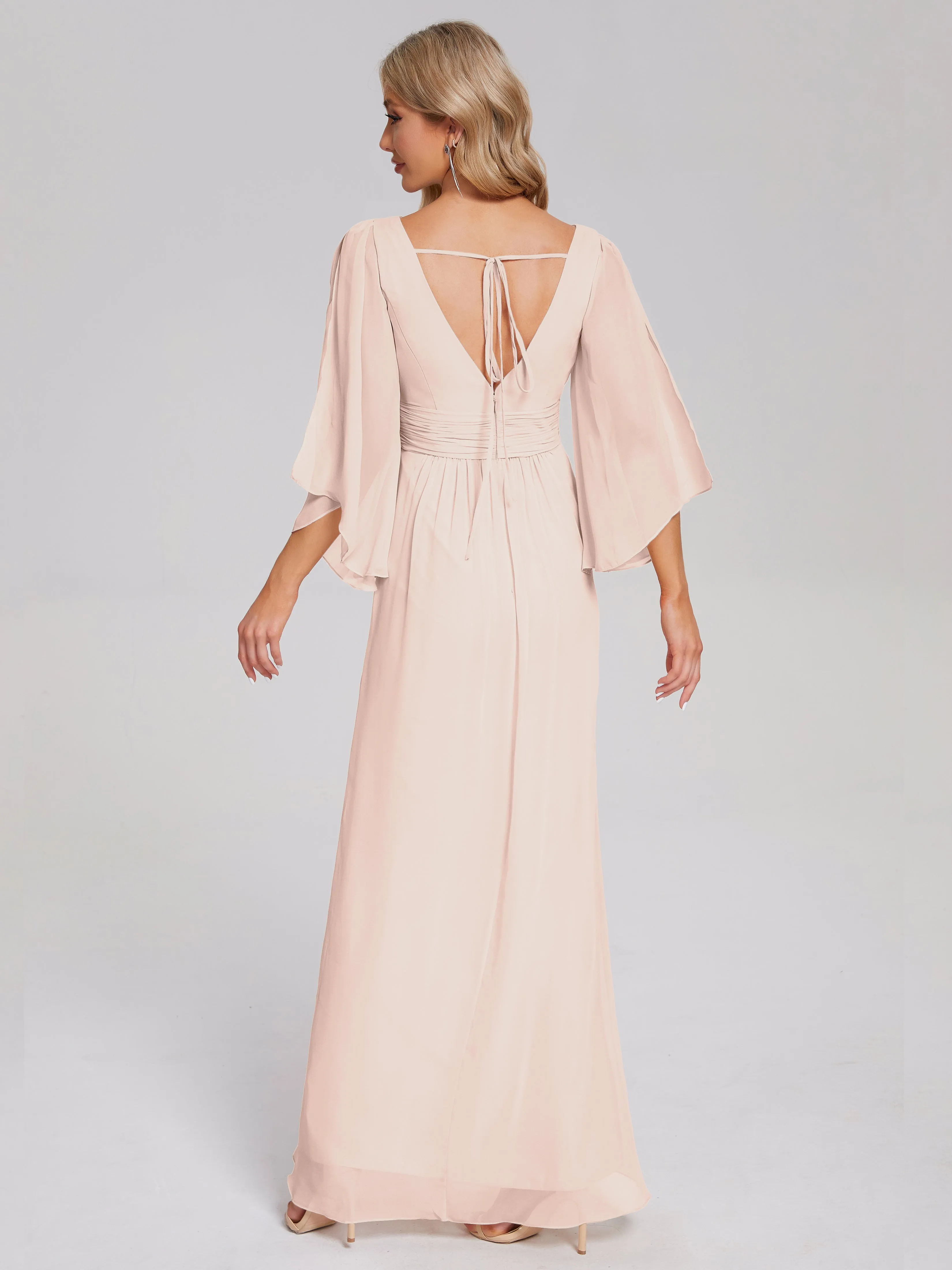 Fatima Elegant Half Sleeves Chiffon Bridesmaid Dresses