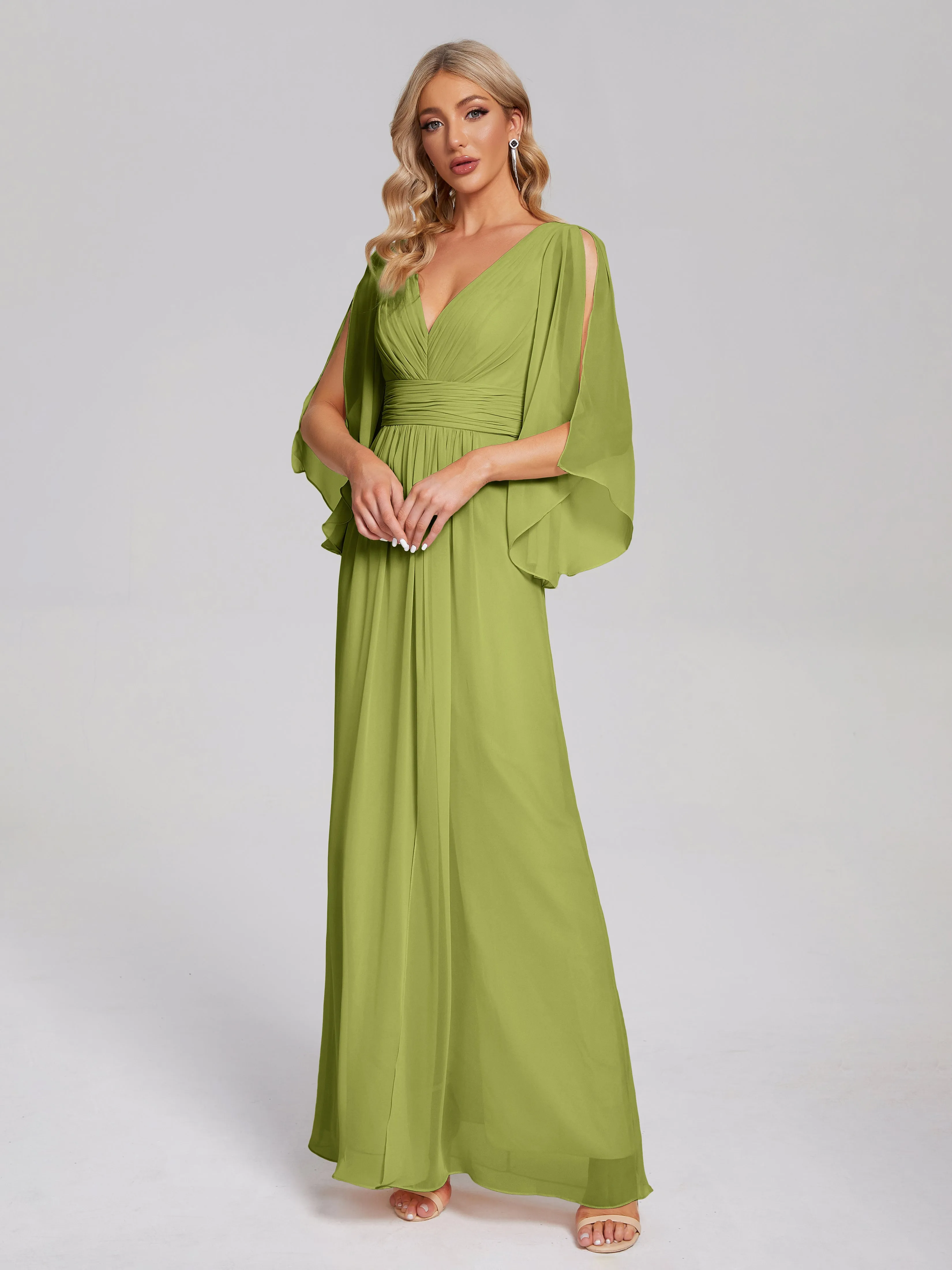 Fatima Elegant Half Sleeves Chiffon Bridesmaid Dresses