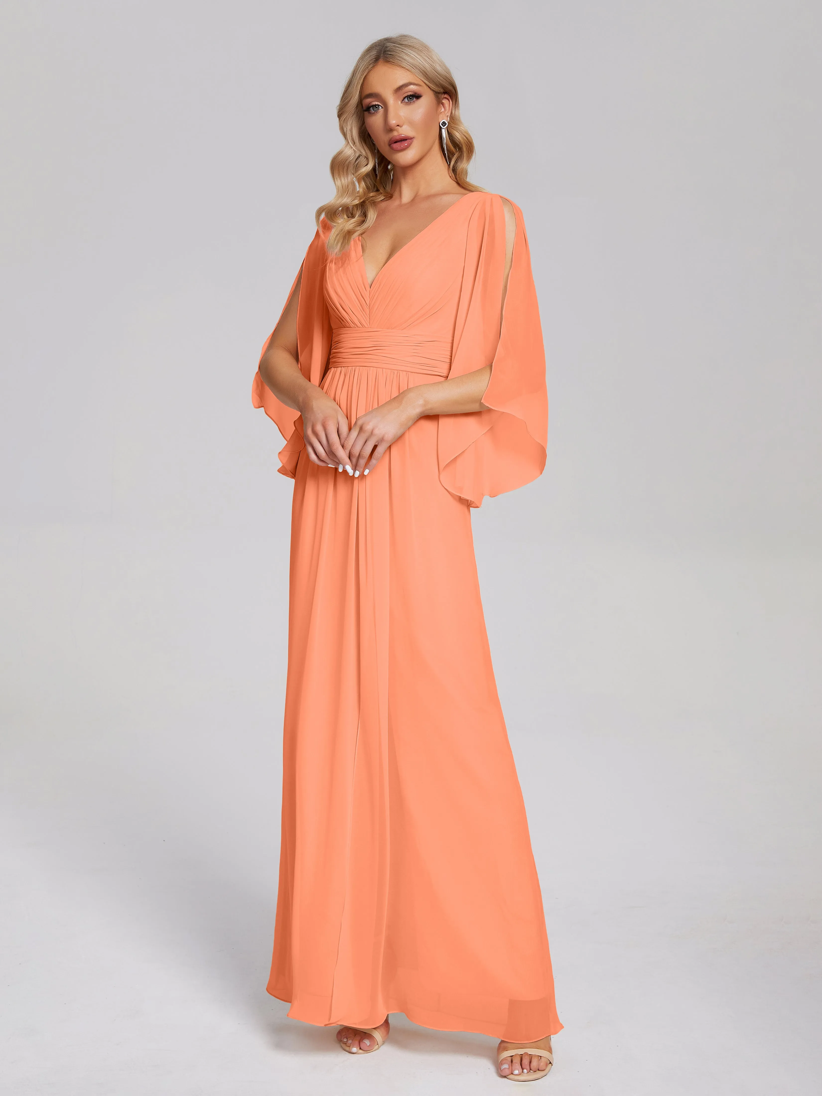 Fatima Elegant Half Sleeves Chiffon Bridesmaid Dresses