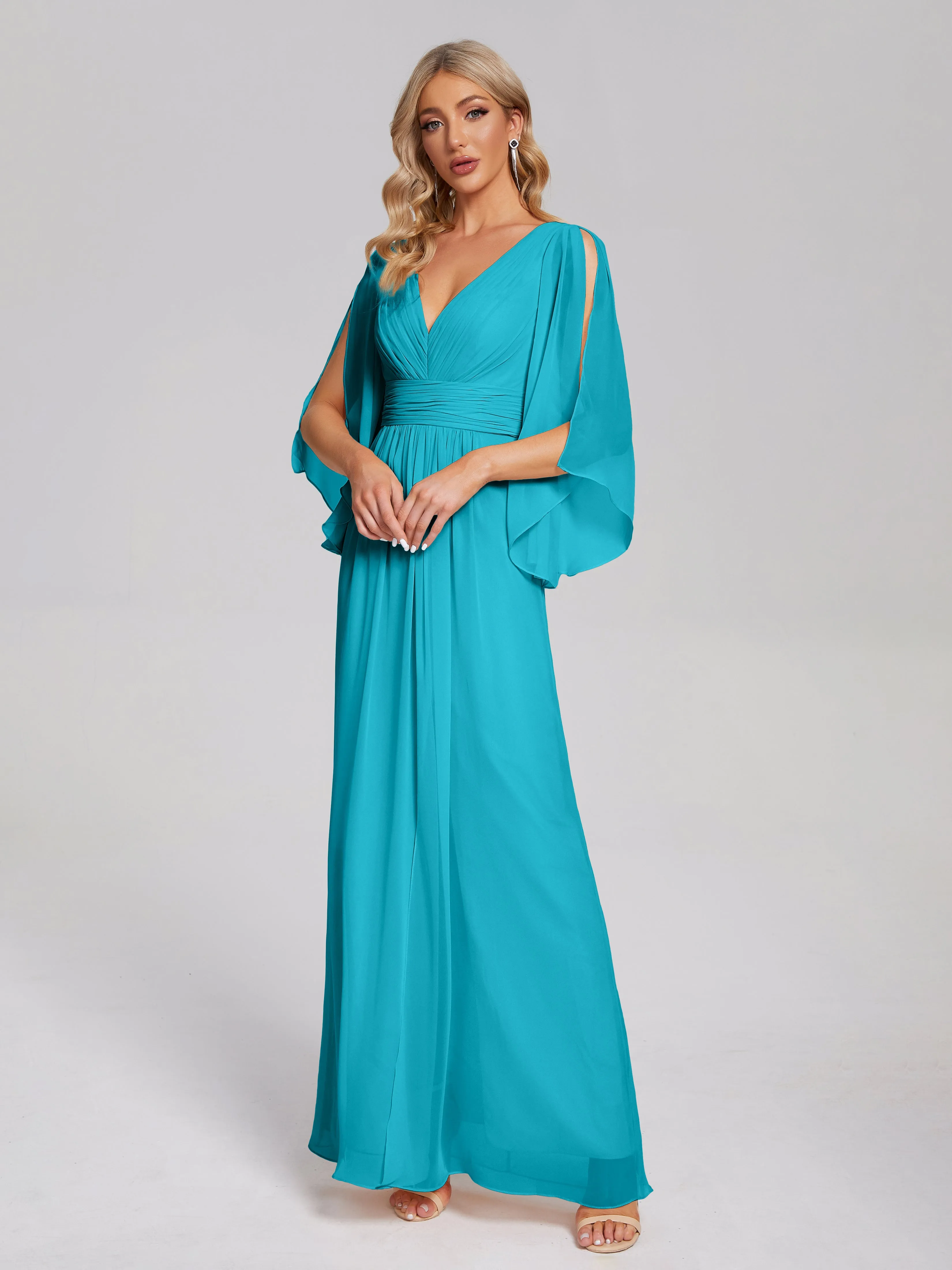 Fatima Elegant Half Sleeves Chiffon Bridesmaid Dresses