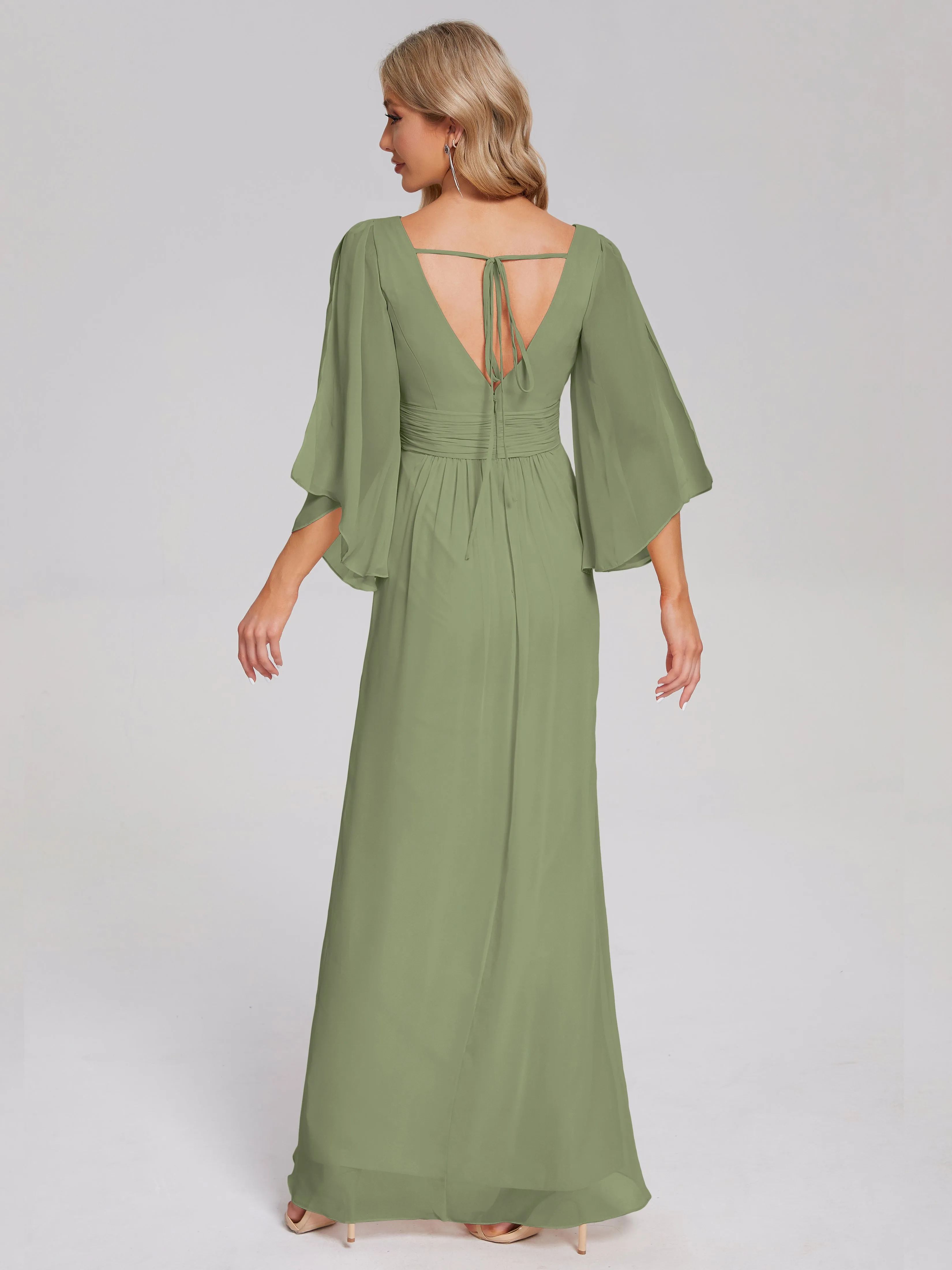 Fatima Elegant Half Sleeves Chiffon Bridesmaid Dresses