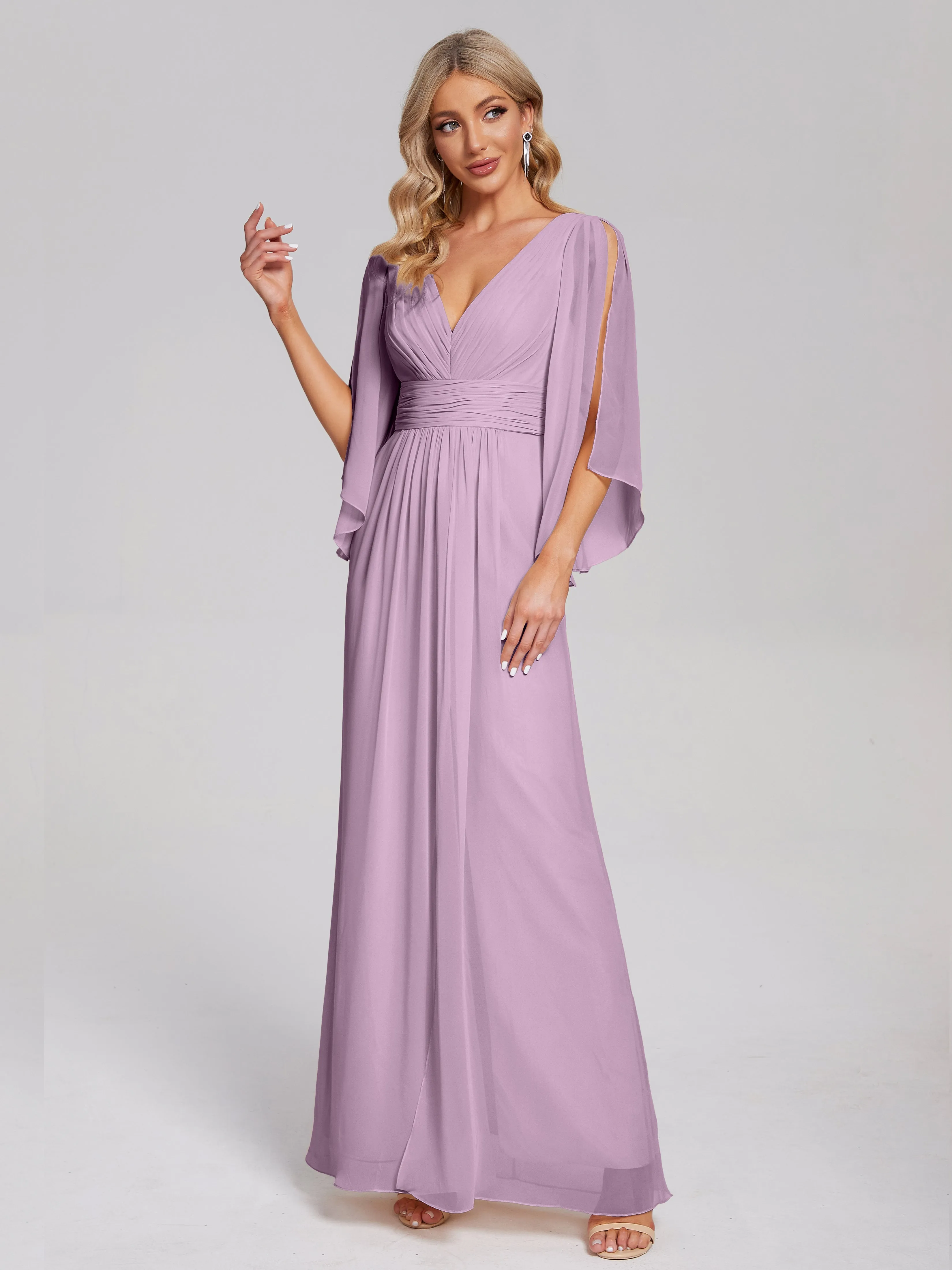 Fatima Elegant Half Sleeves Chiffon Bridesmaid Dresses