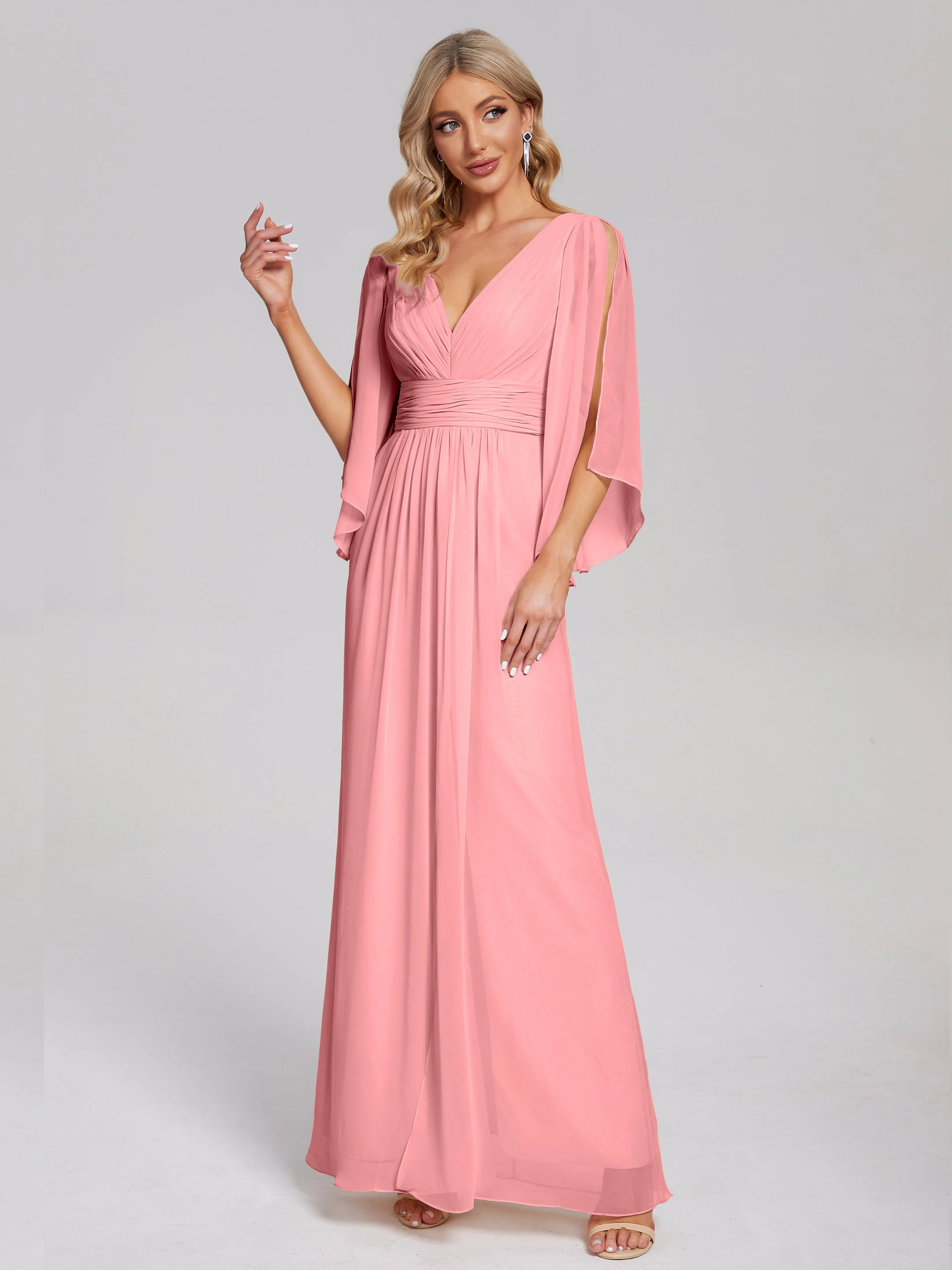 Fatima Elegant Half Sleeves Chiffon Bridesmaid Dresses