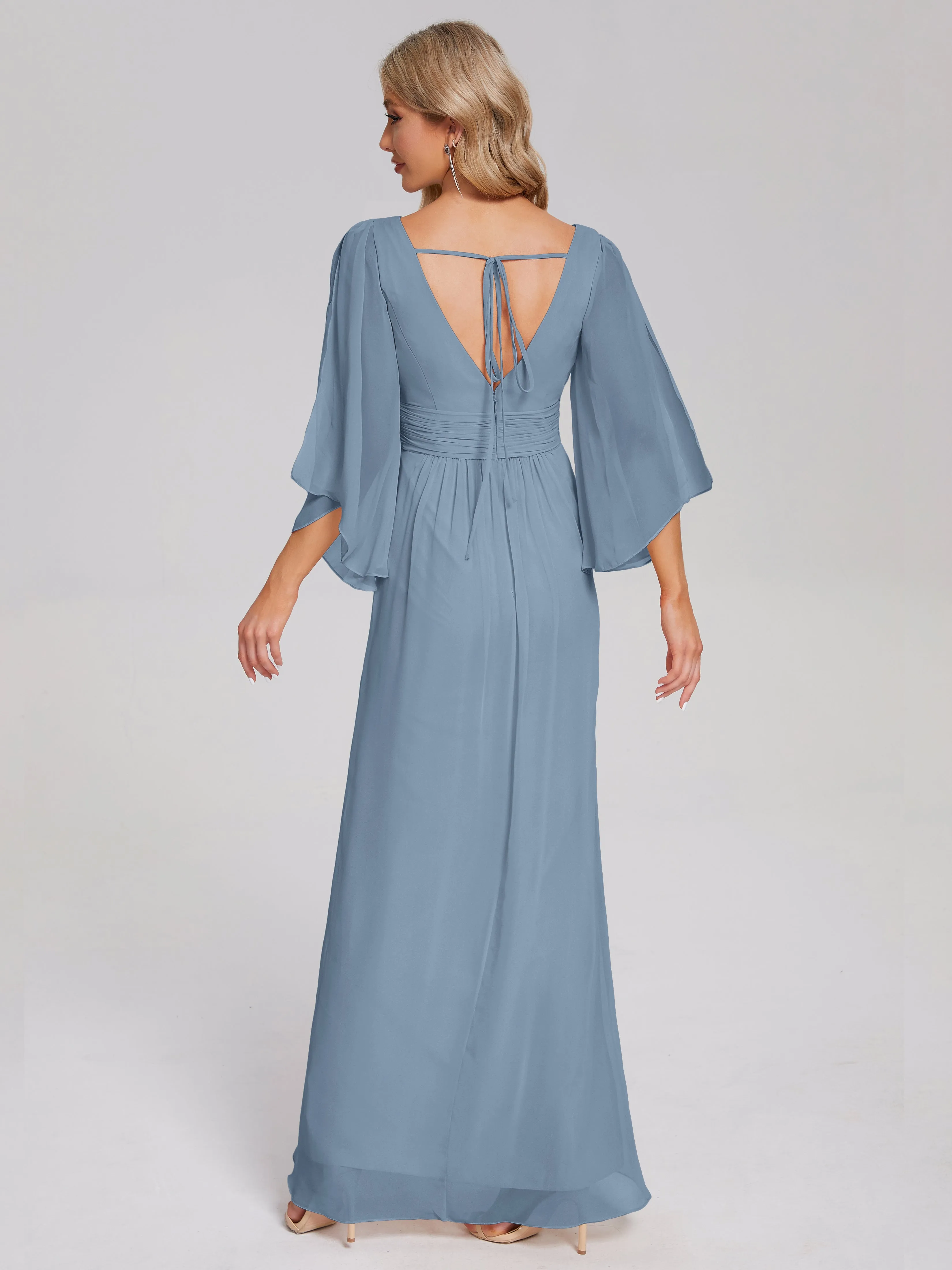 Fatima Elegant Half Sleeves Chiffon Bridesmaid Dresses