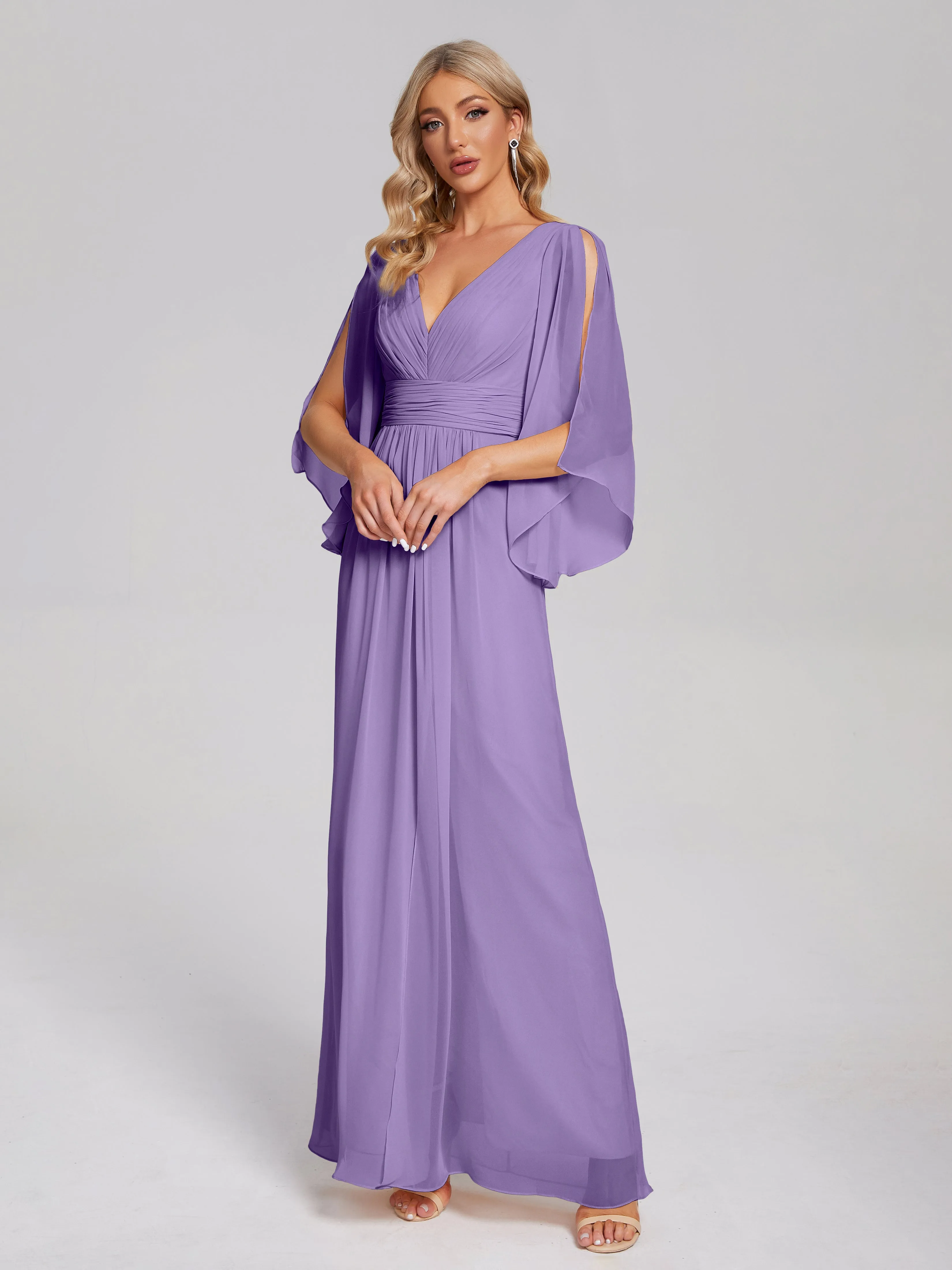 Fatima Elegant Half Sleeves Chiffon Bridesmaid Dresses