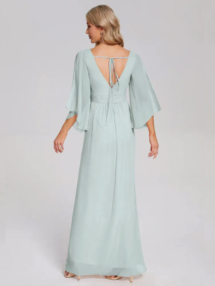 Fatima Elegant Half Sleeves Chiffon Bridesmaid Dresses