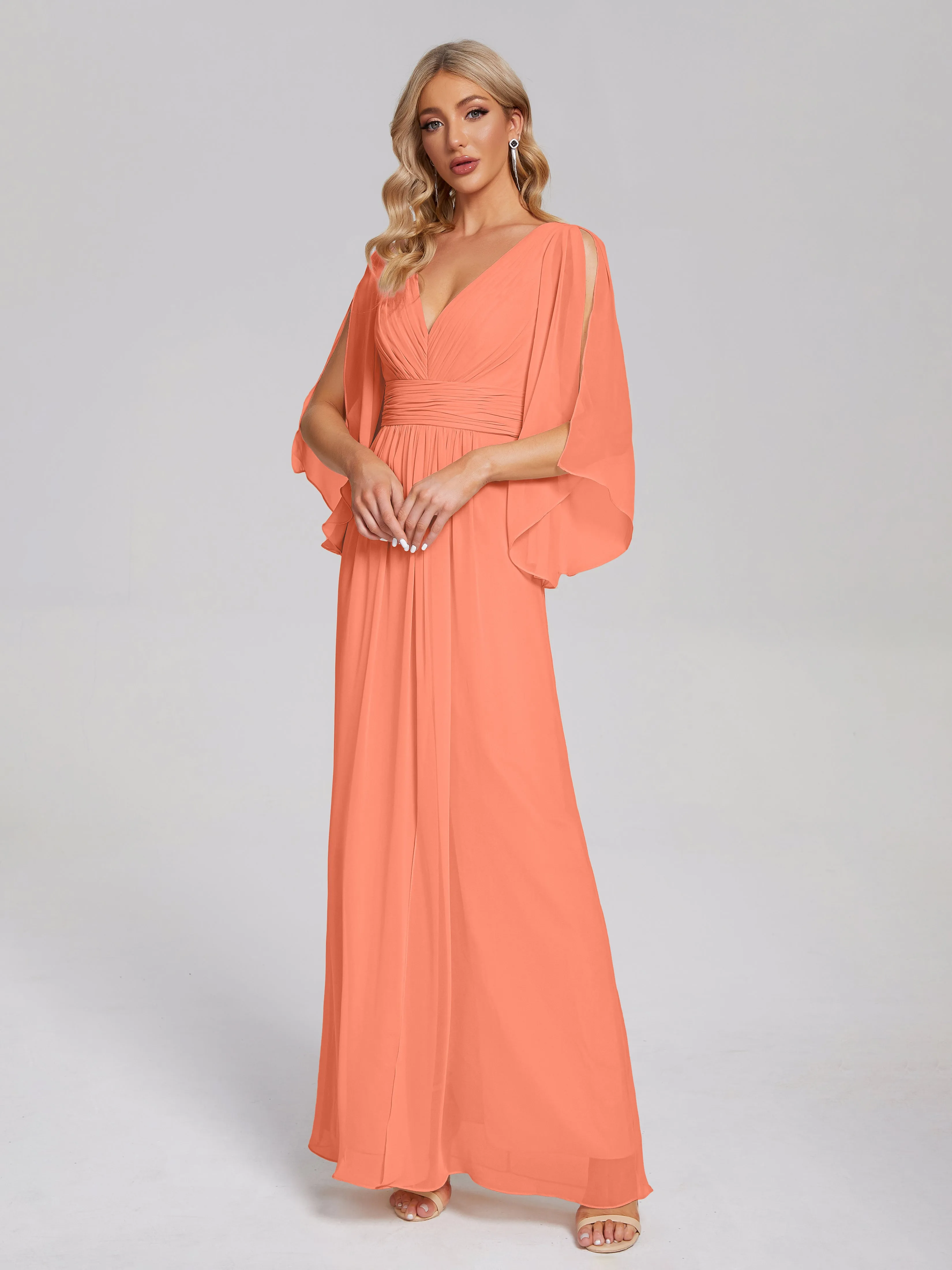 Fatima Elegant Half Sleeves Chiffon Bridesmaid Dresses