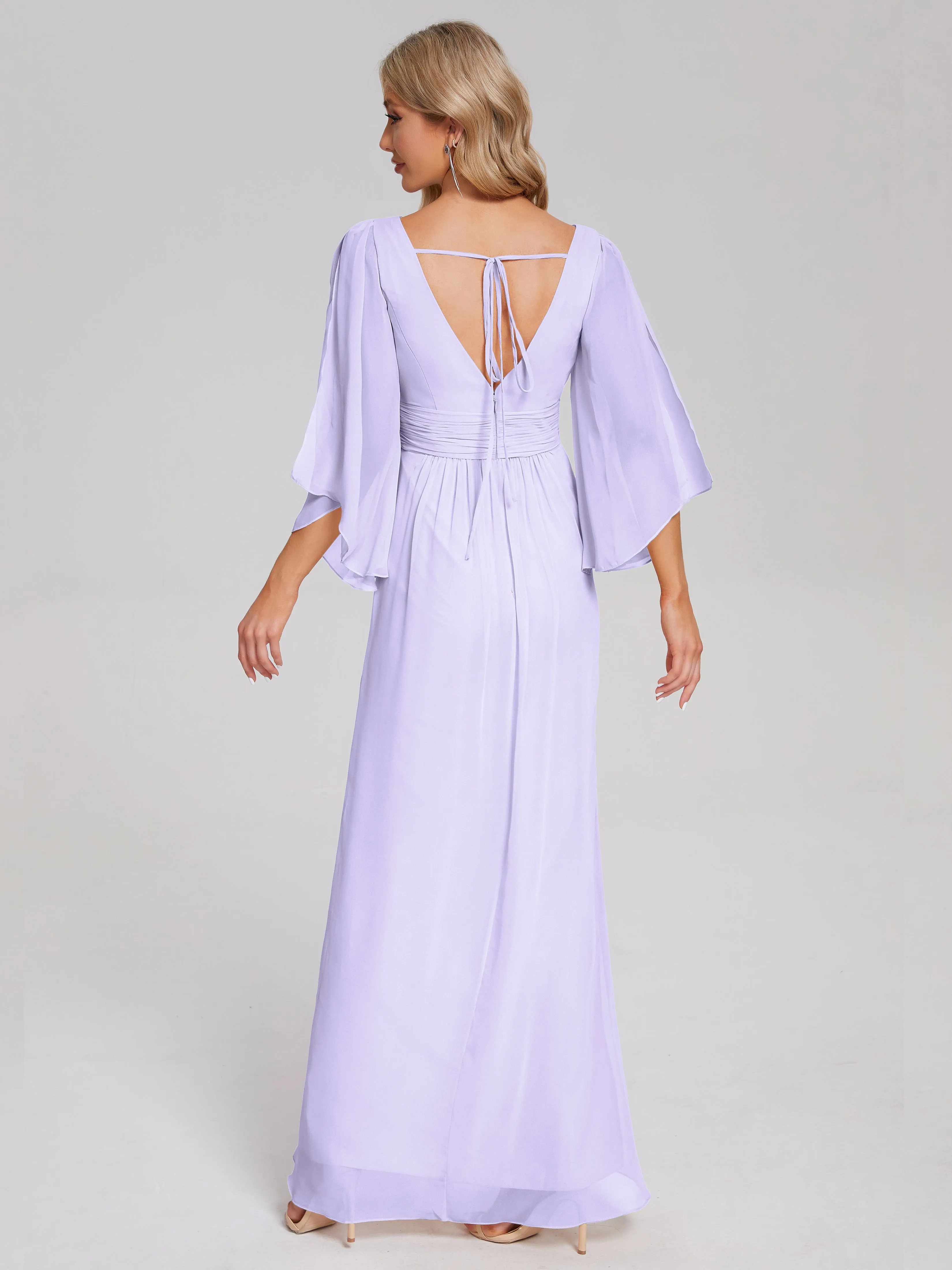 Fatima Elegant Half Sleeves Chiffon Bridesmaid Dresses