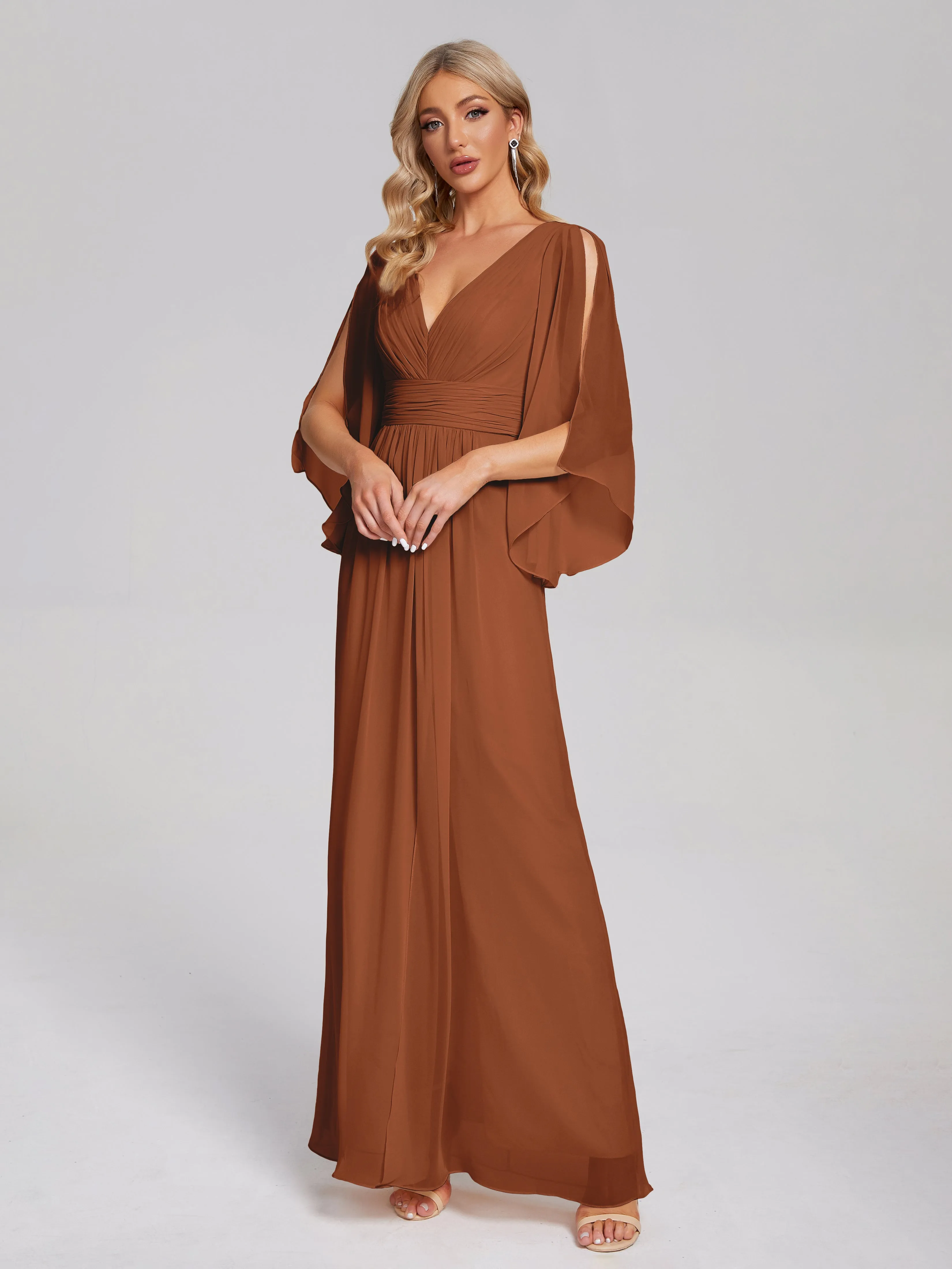 Fatima Elegant Half Sleeves Chiffon Bridesmaid Dresses