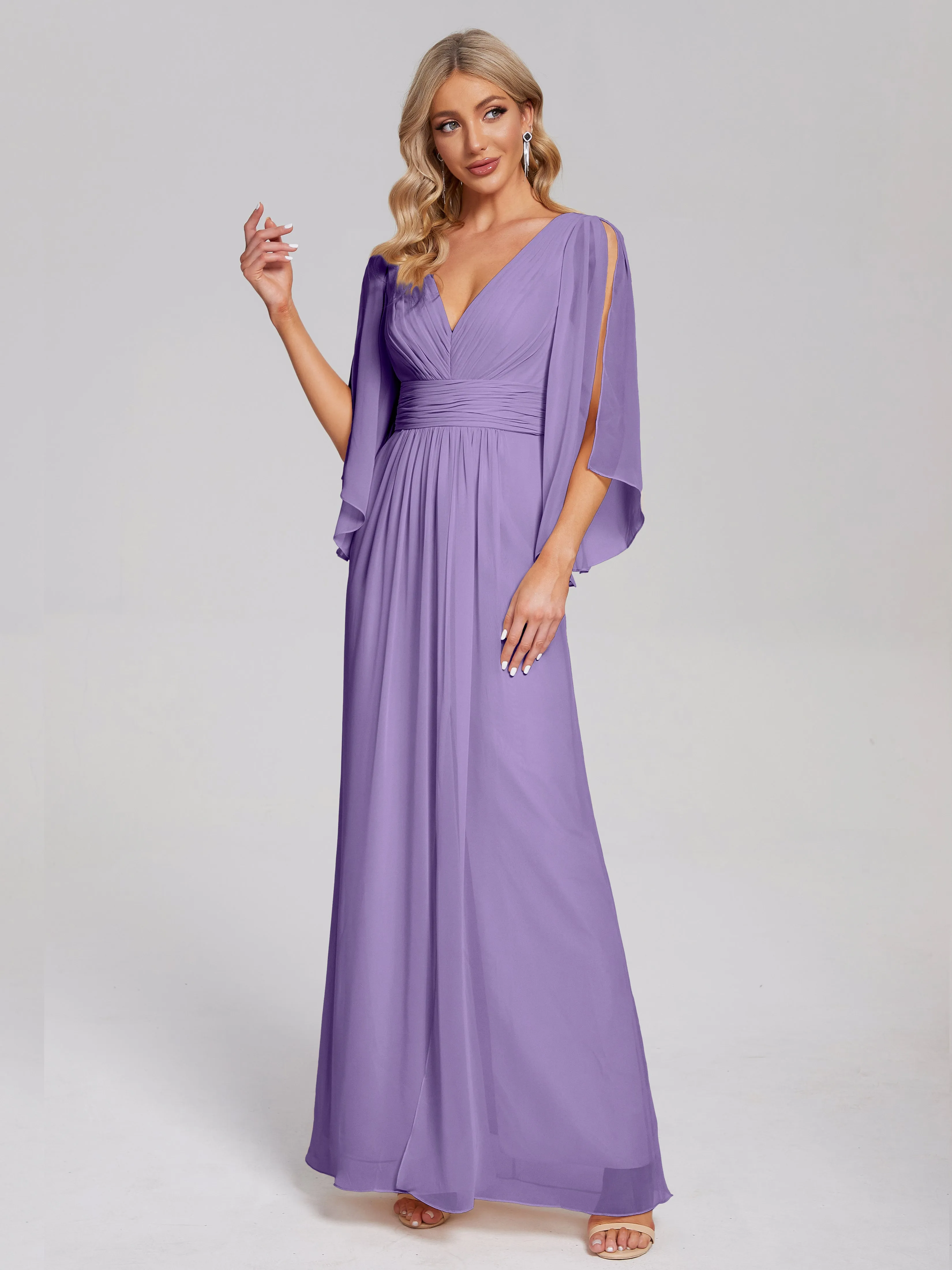 Fatima Elegant Half Sleeves Chiffon Bridesmaid Dresses