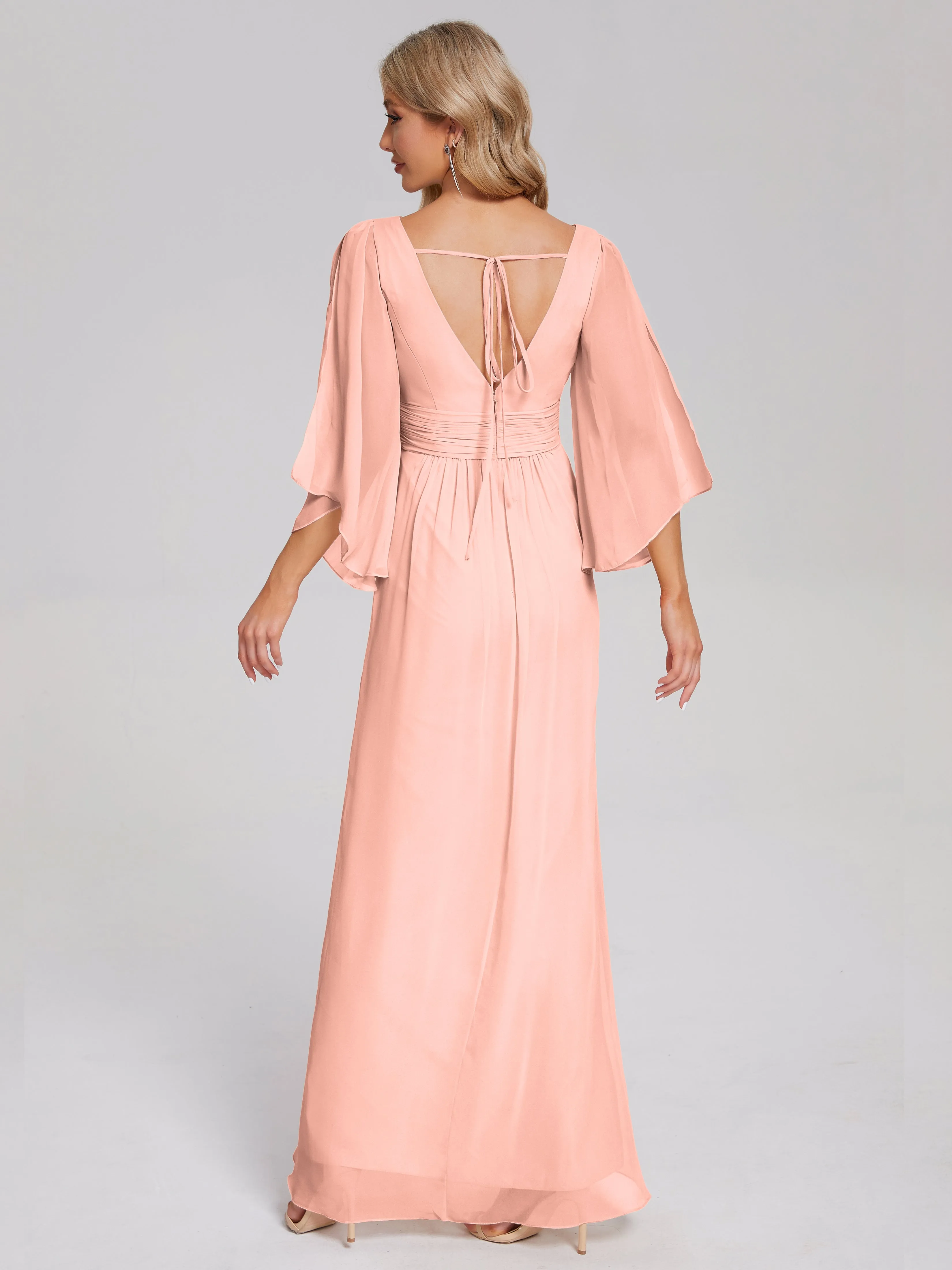 Fatima Elegant Half Sleeves Chiffon Bridesmaid Dresses