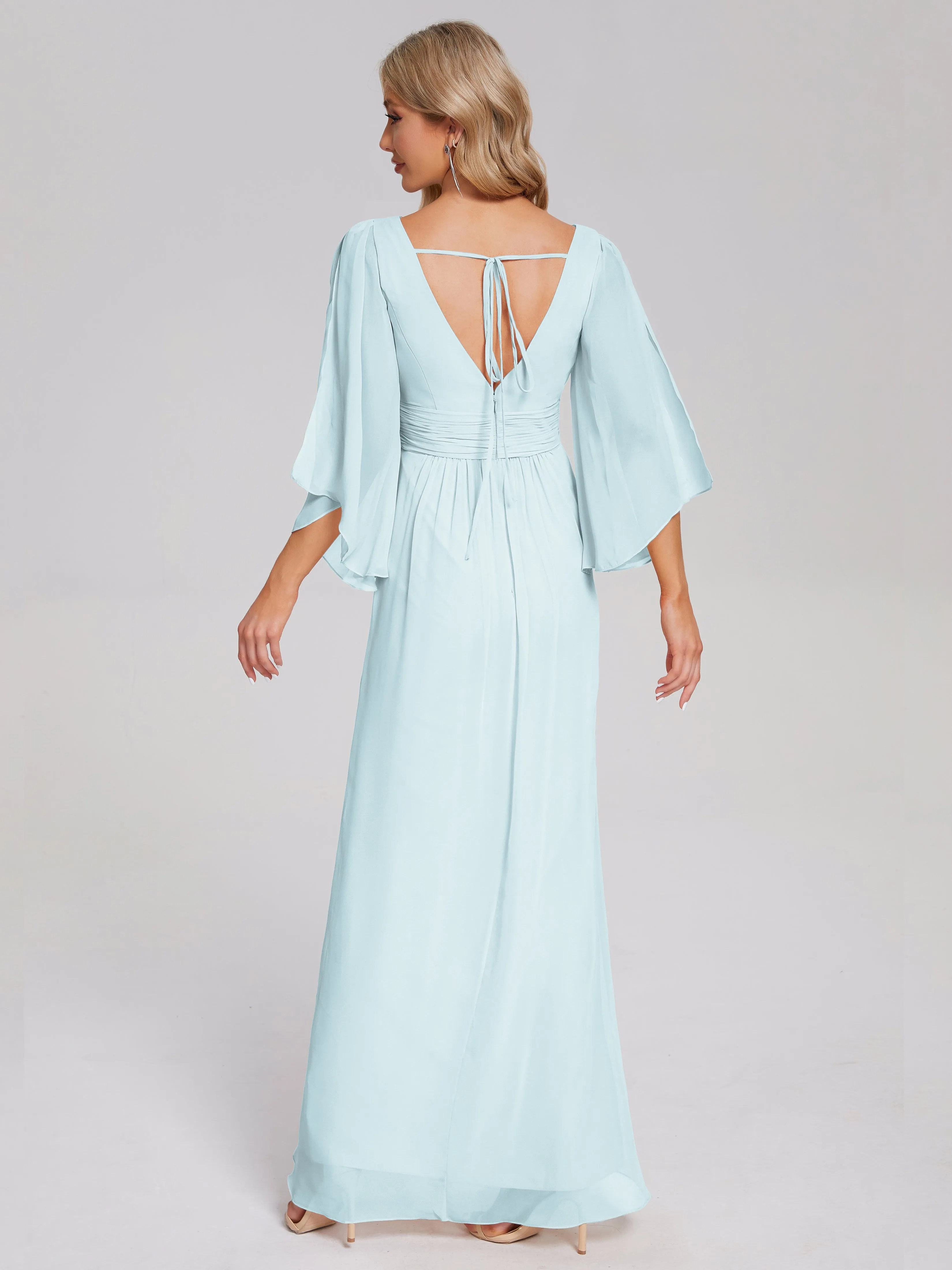 Fatima Elegant Half Sleeves Chiffon Bridesmaid Dresses