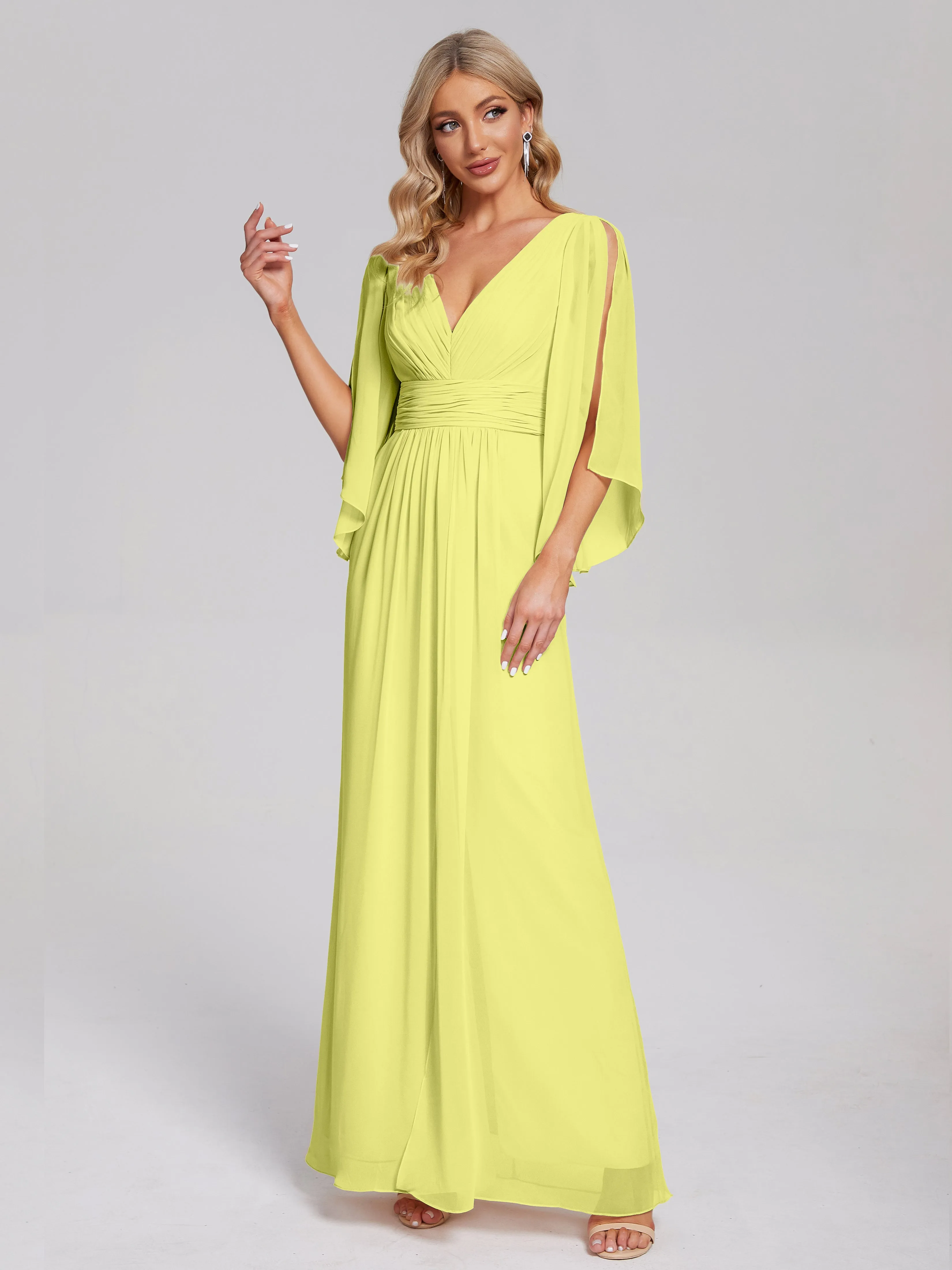 Fatima Elegant Half Sleeves Chiffon Bridesmaid Dresses