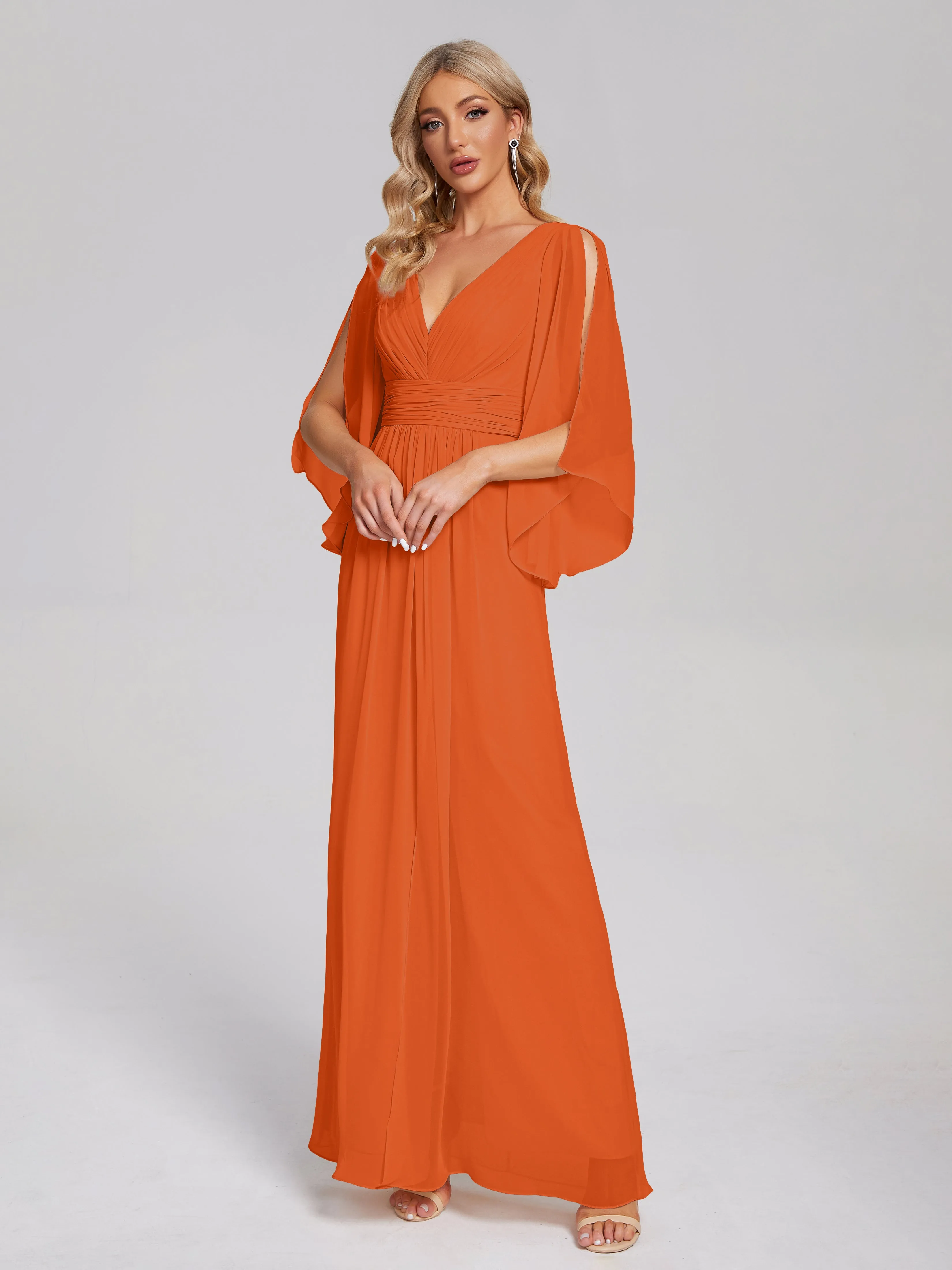 Fatima Elegant Half Sleeves Chiffon Bridesmaid Dresses