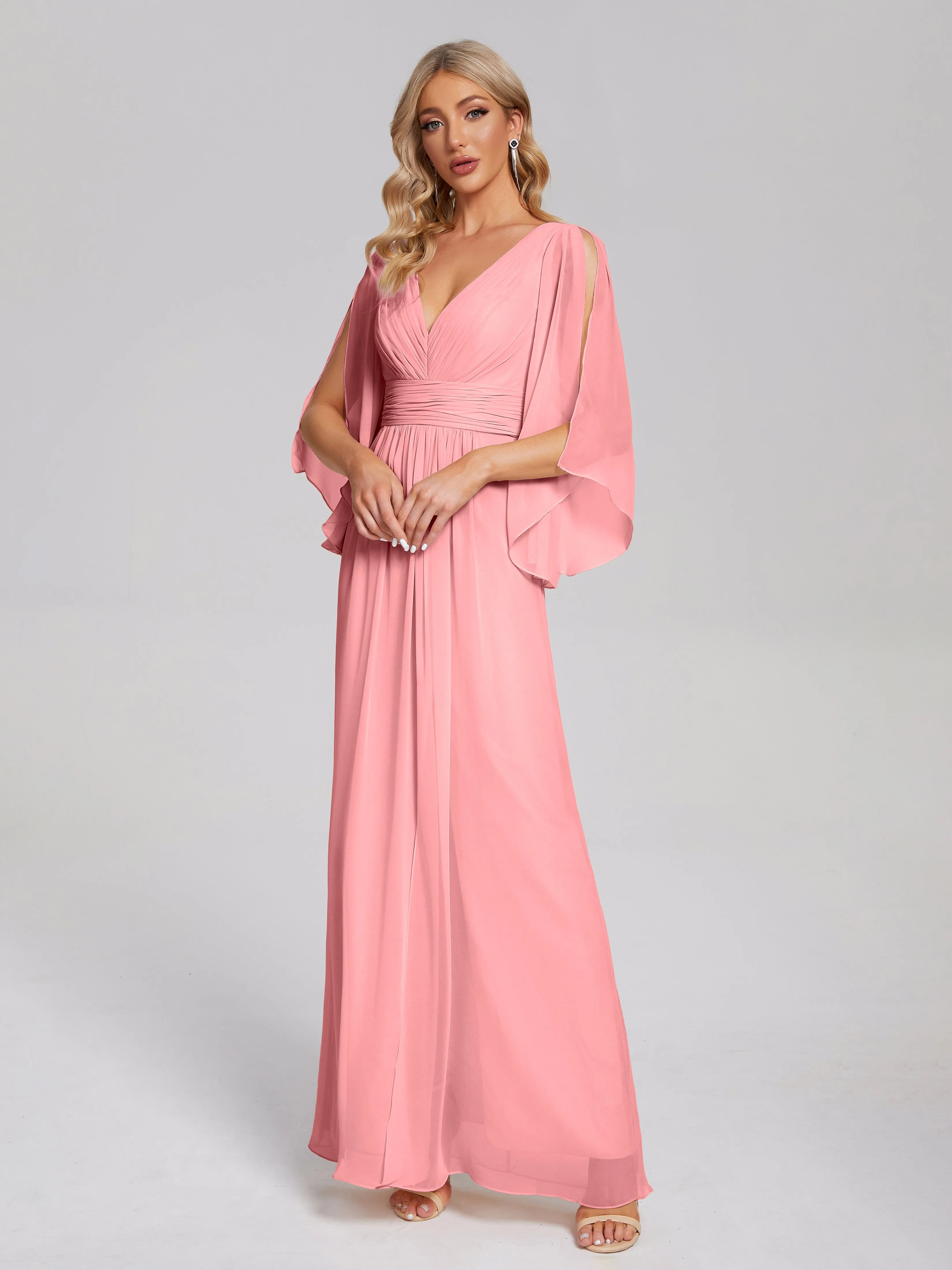 Fatima Elegant Half Sleeves Chiffon Bridesmaid Dresses