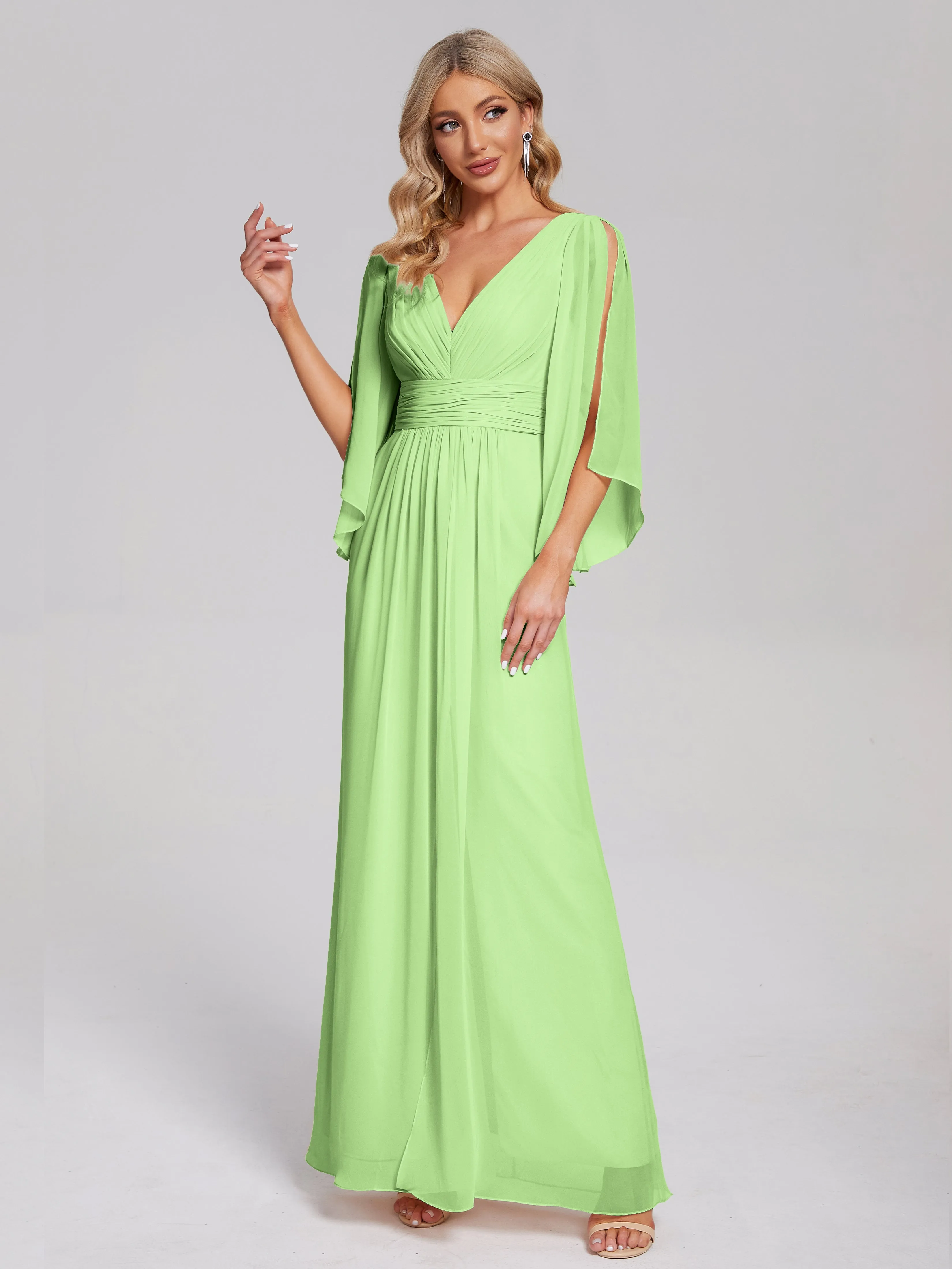 Fatima Elegant Half Sleeves Chiffon Bridesmaid Dresses