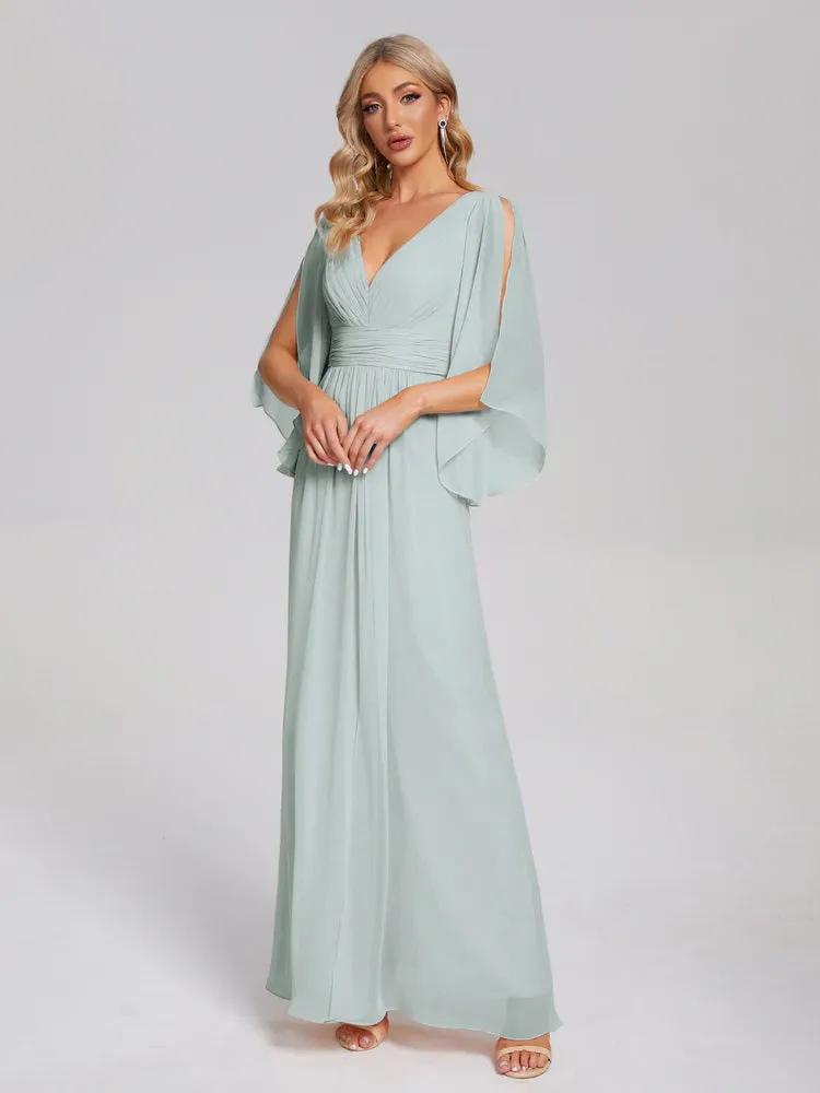 Fatima Elegant Half Sleeves Chiffon Bridesmaid Dresses