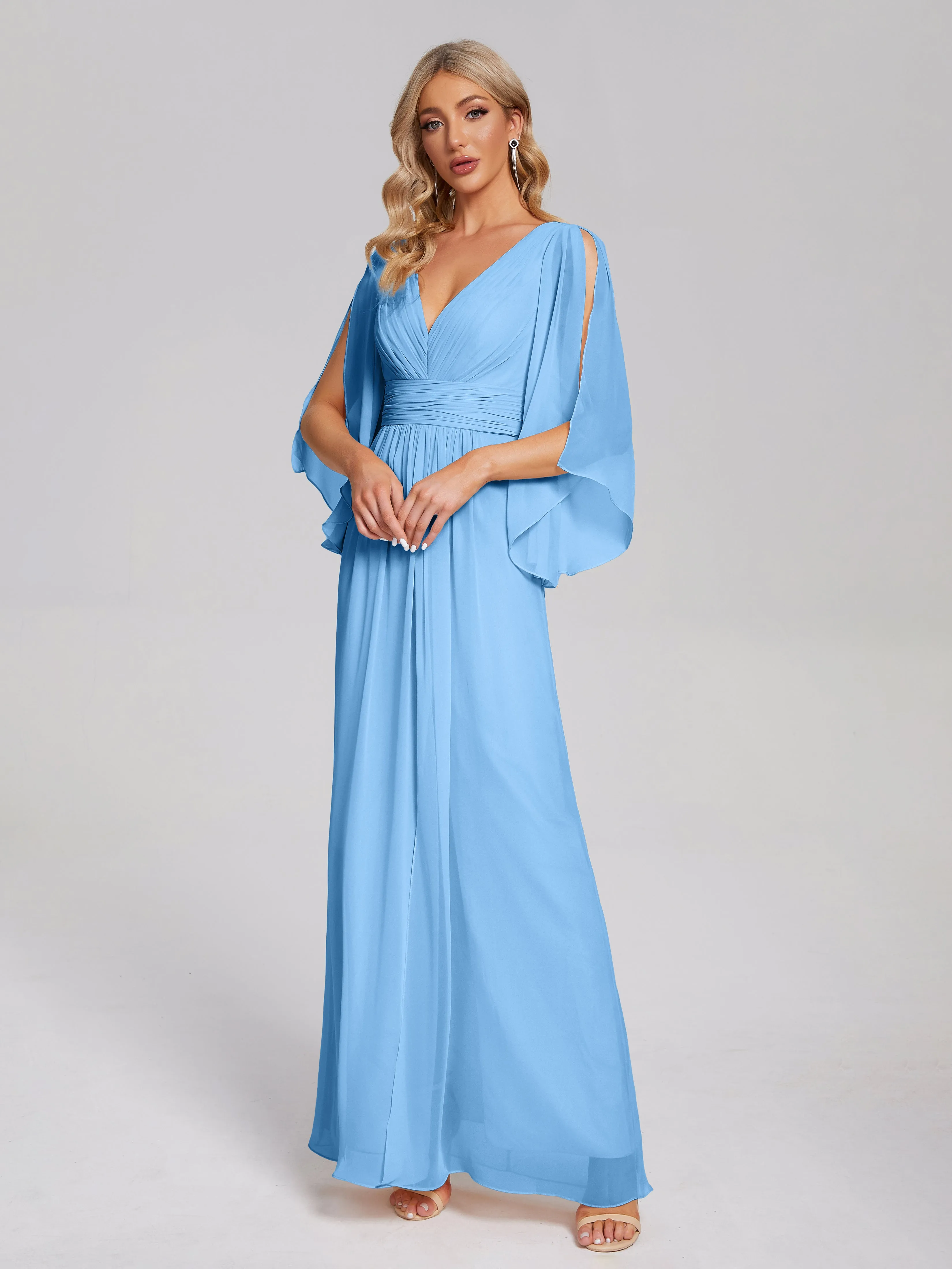 Fatima Elegant Half Sleeves Chiffon Bridesmaid Dresses