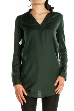 Forest Green V-Neck Tunic Top