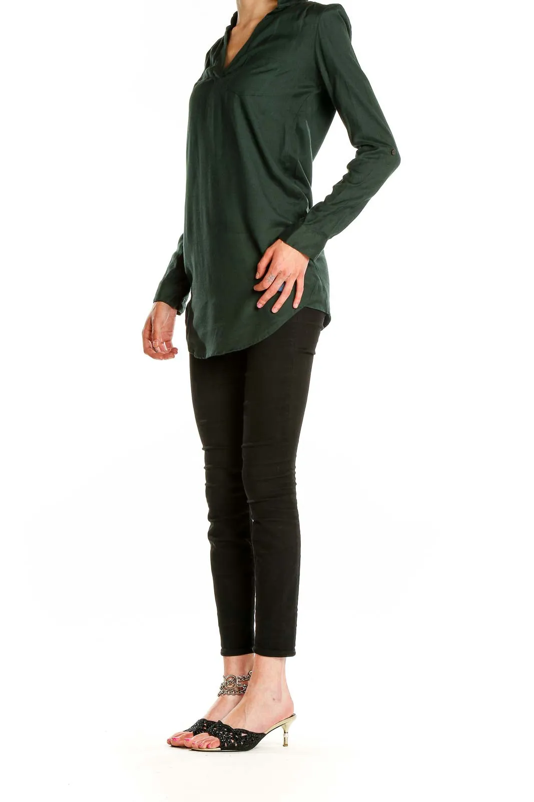 Forest Green V-Neck Tunic Top