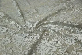 Gray Floral Chantelle Net Lace fabric