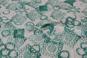 Green & White Objects Viscose Blend Fabric