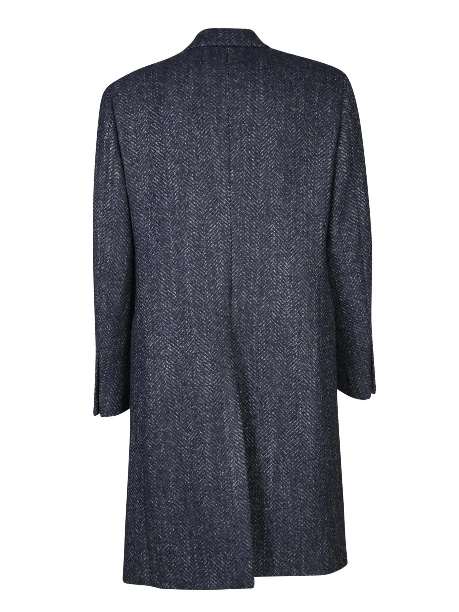 Grey/Blue Herringbone Double-Breasted Coat