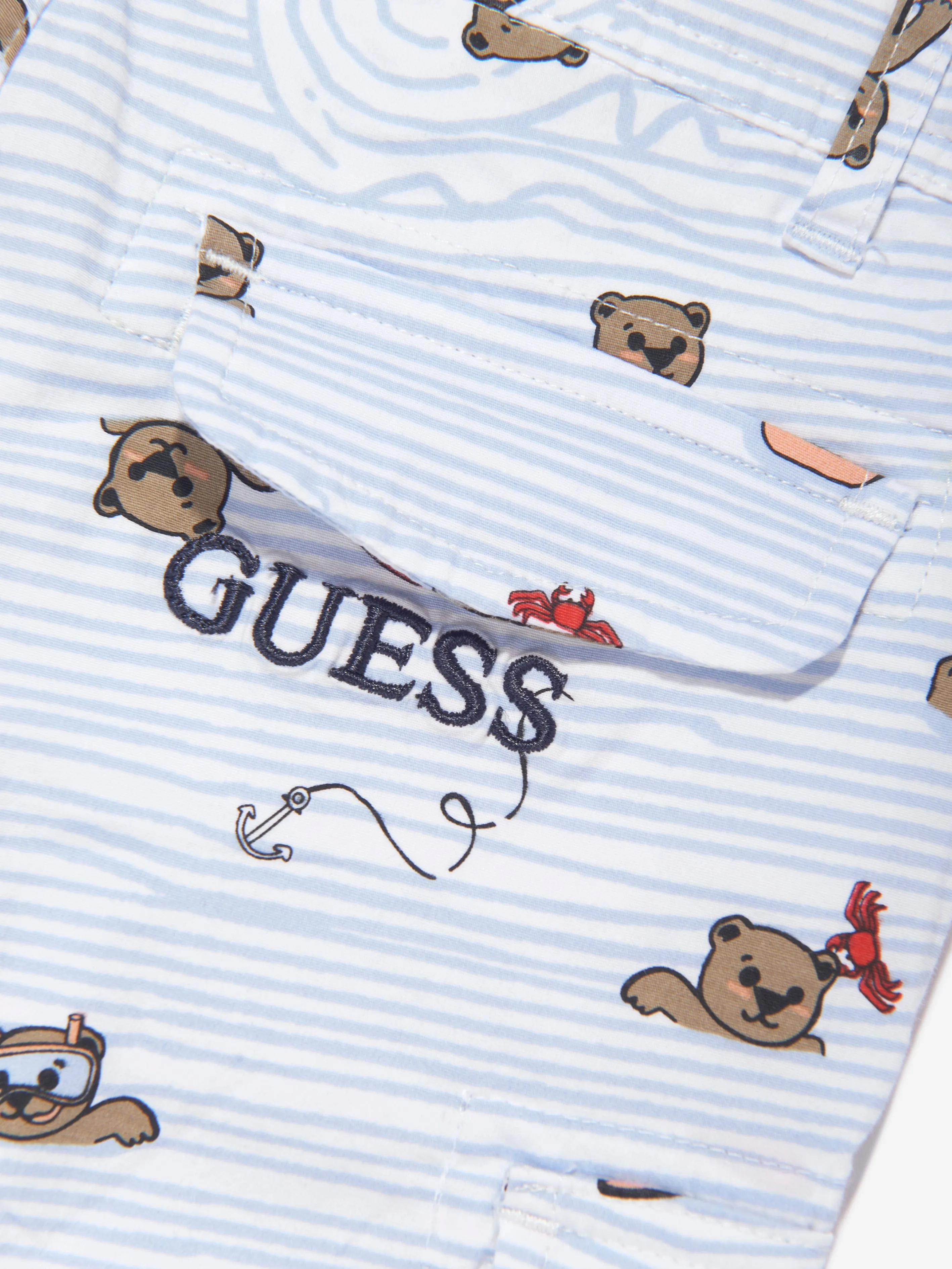 Guess Boys Seaside Bear Bermuda Shorts in White