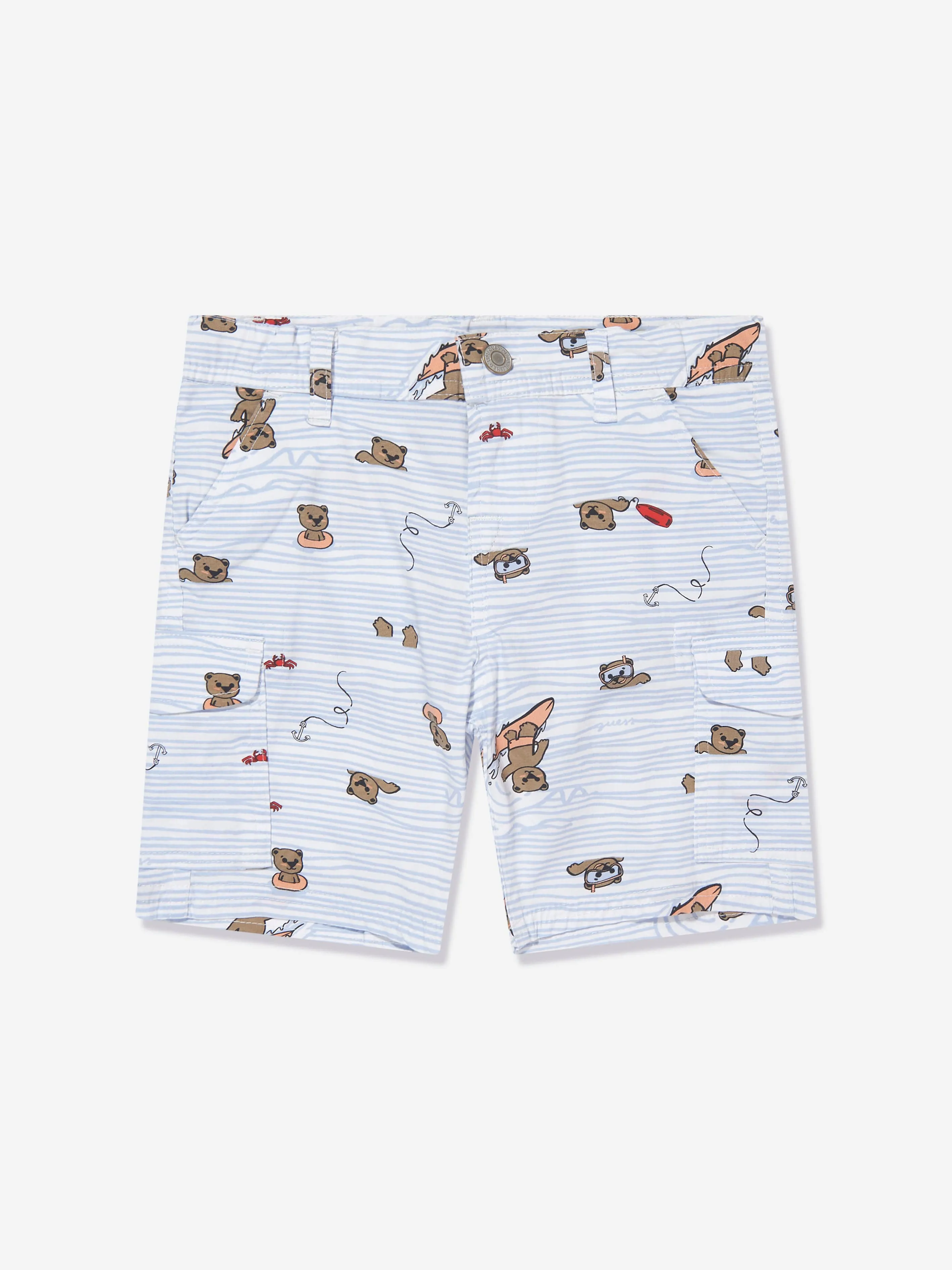 Guess Boys Seaside Bear Bermuda Shorts in White