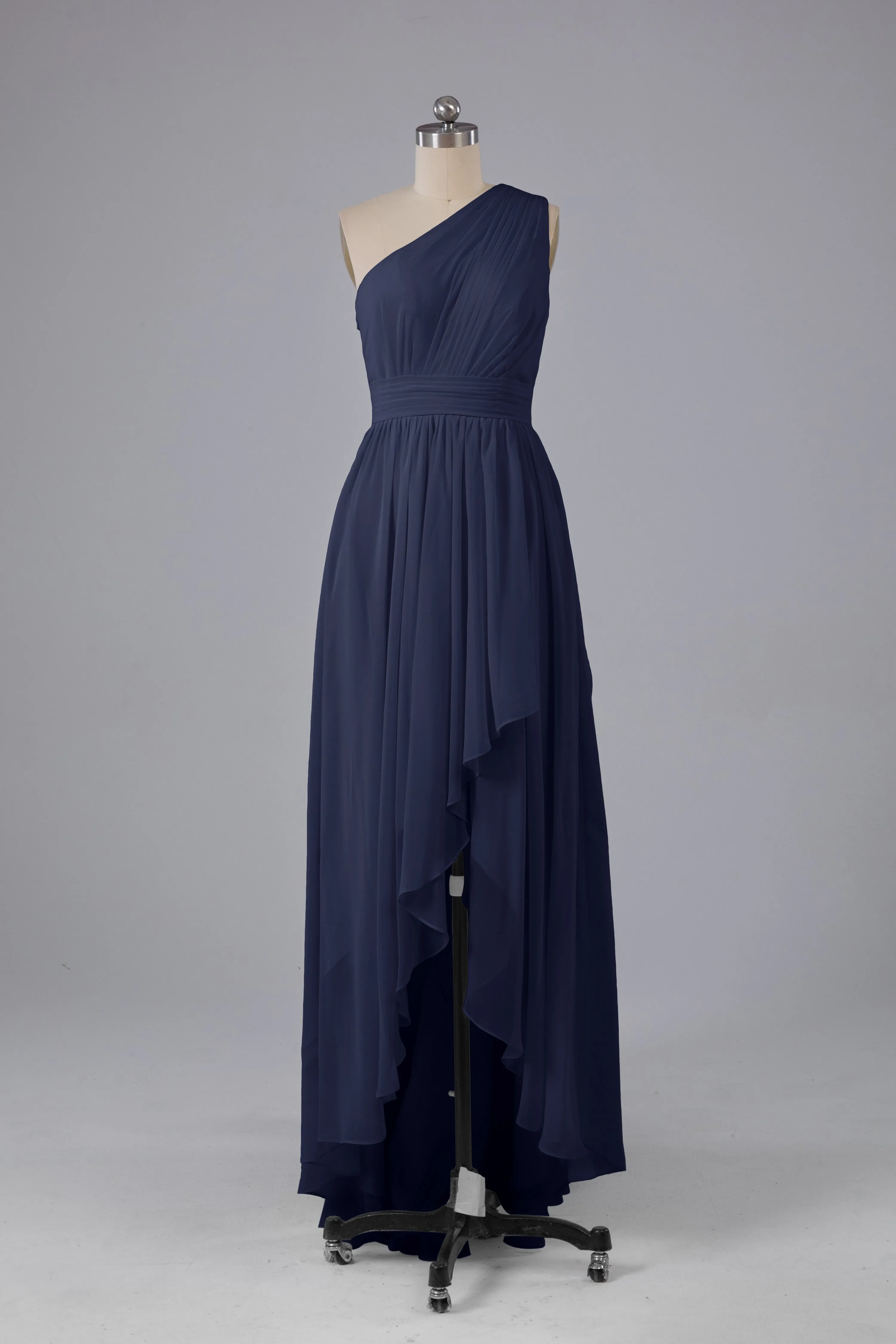 High Low One Shoulder Chiffon Bridesmaid Dresses