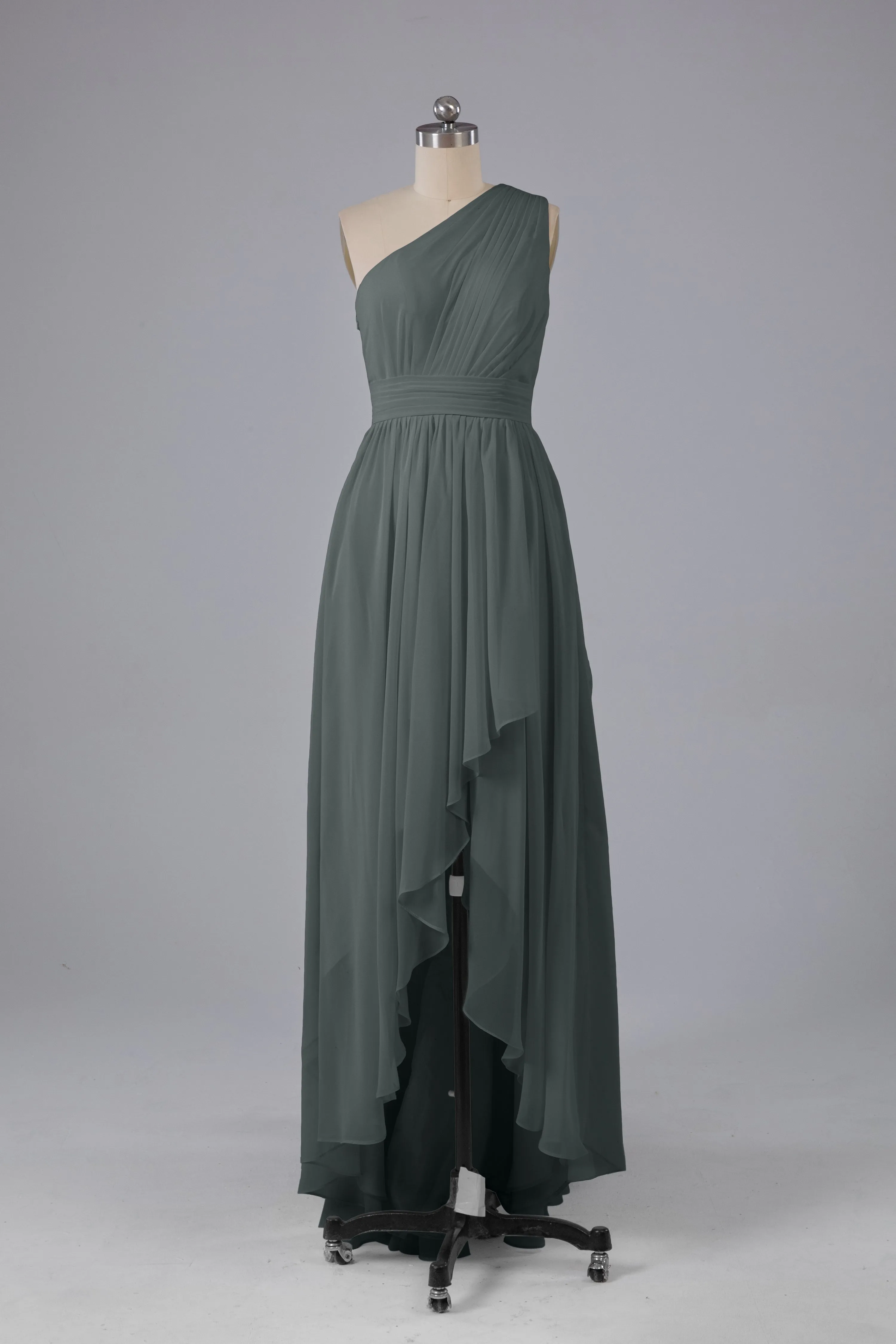 High Low One Shoulder Chiffon Bridesmaid Dresses