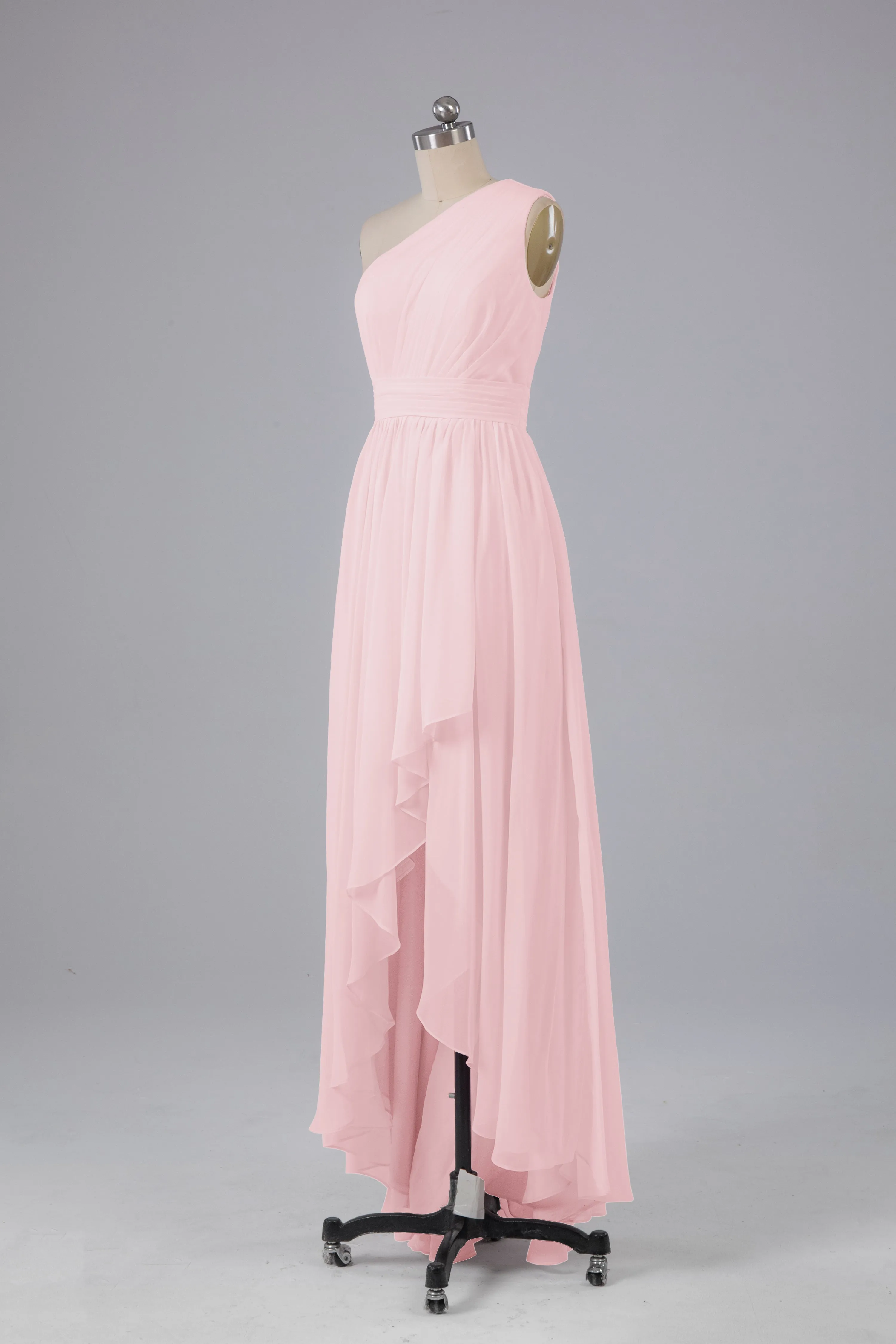 High Low One Shoulder Chiffon Bridesmaid Dresses