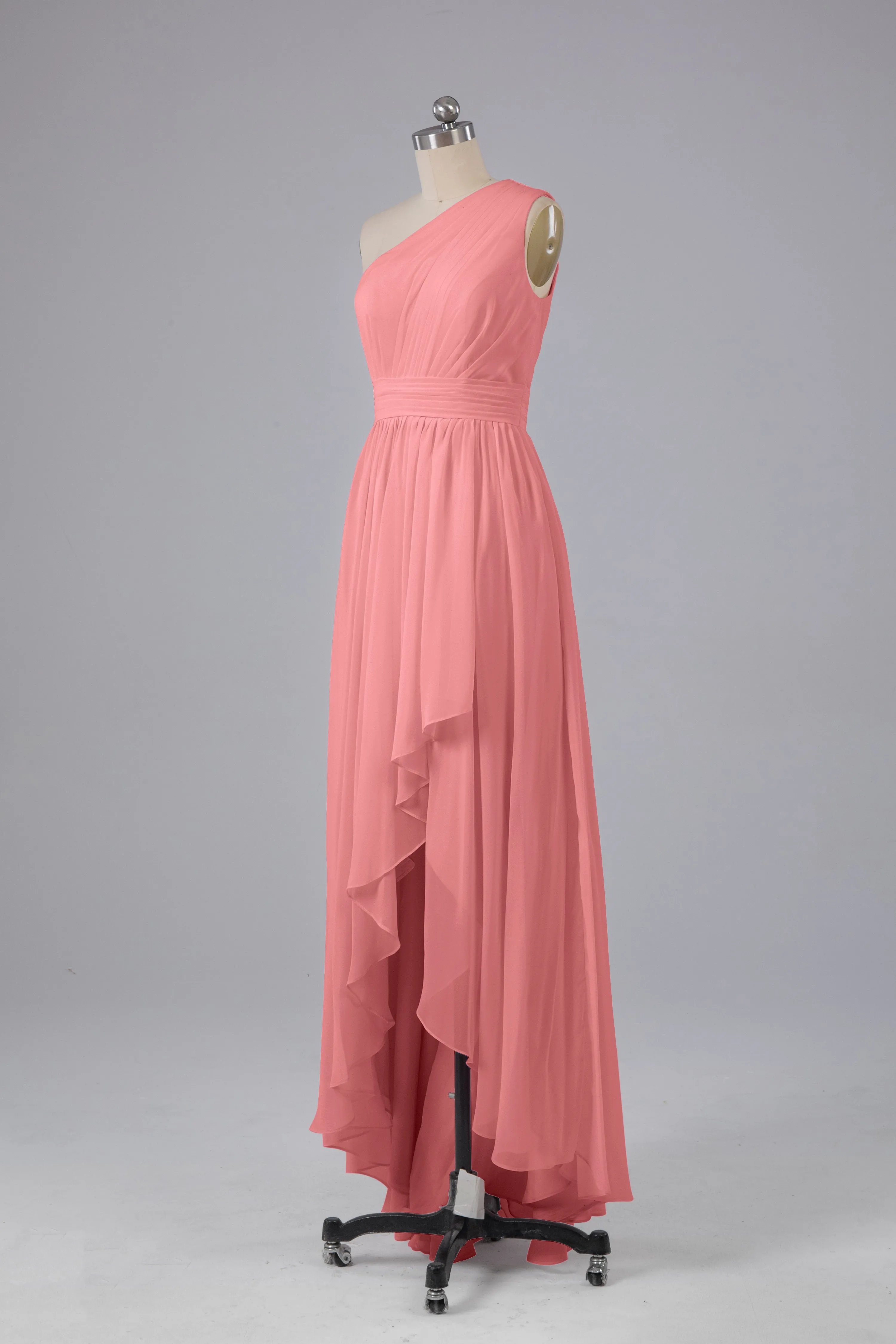 High Low One Shoulder Chiffon Bridesmaid Dresses