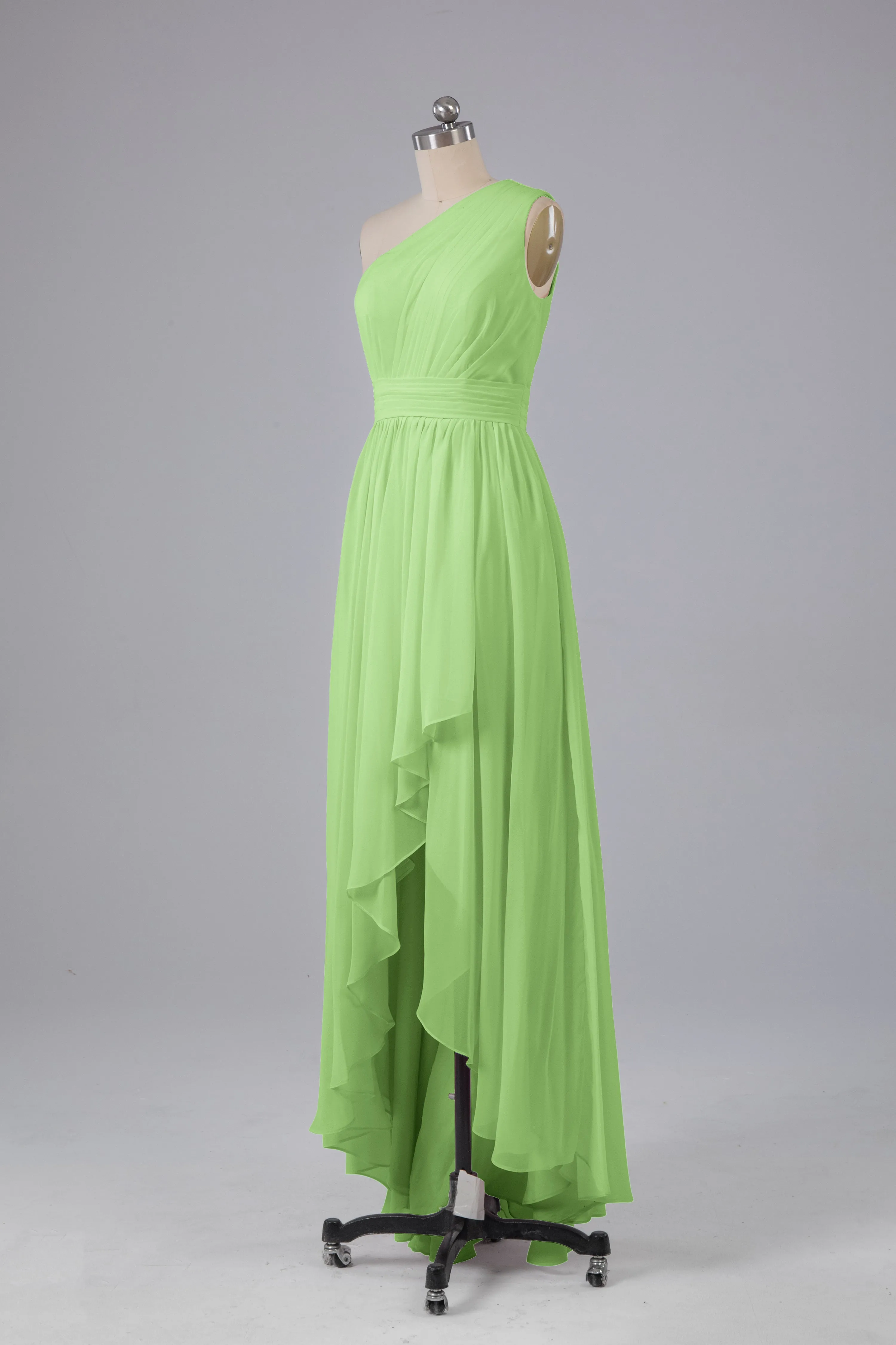 High Low One Shoulder Chiffon Bridesmaid Dresses