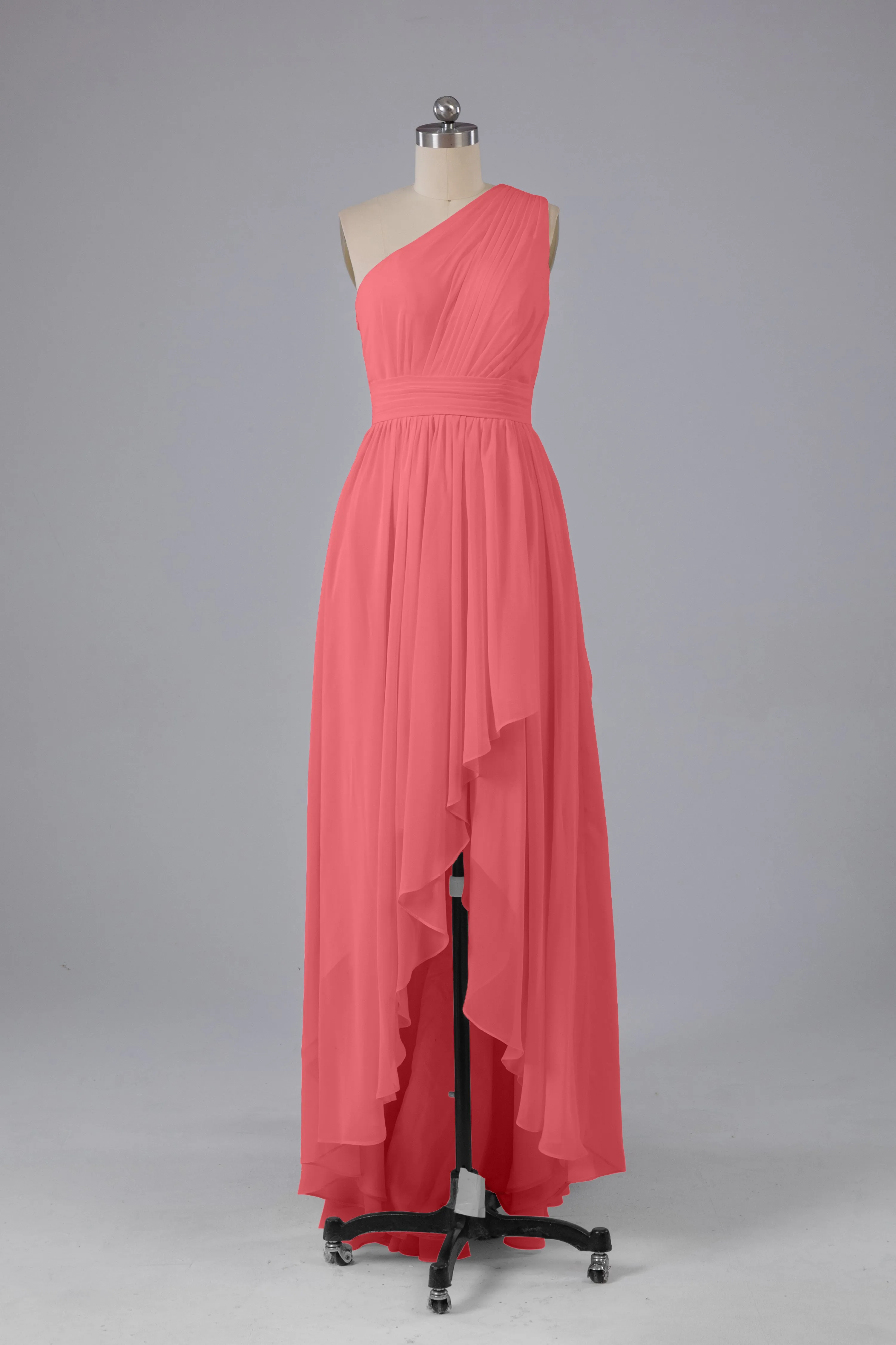 High Low One Shoulder Chiffon Bridesmaid Dresses