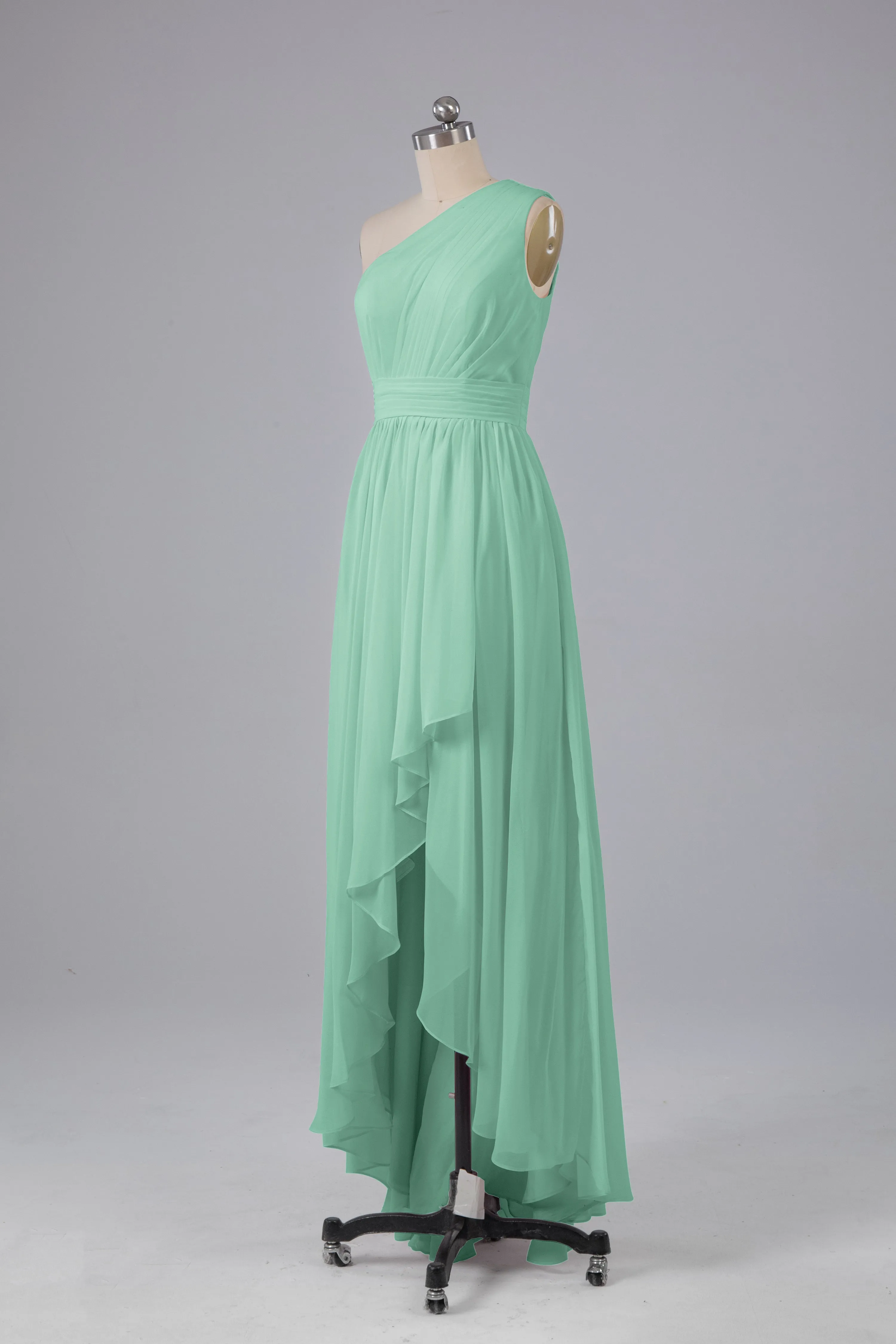 High Low One Shoulder Chiffon Bridesmaid Dresses